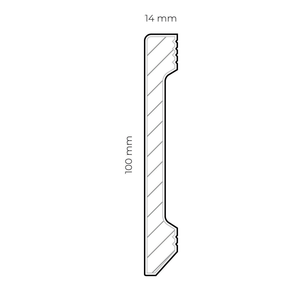 Battiscopa DRITTO in POLIMERI EqualWood HI-TEC 100x14mm - BIANCO (prezzo al metro)