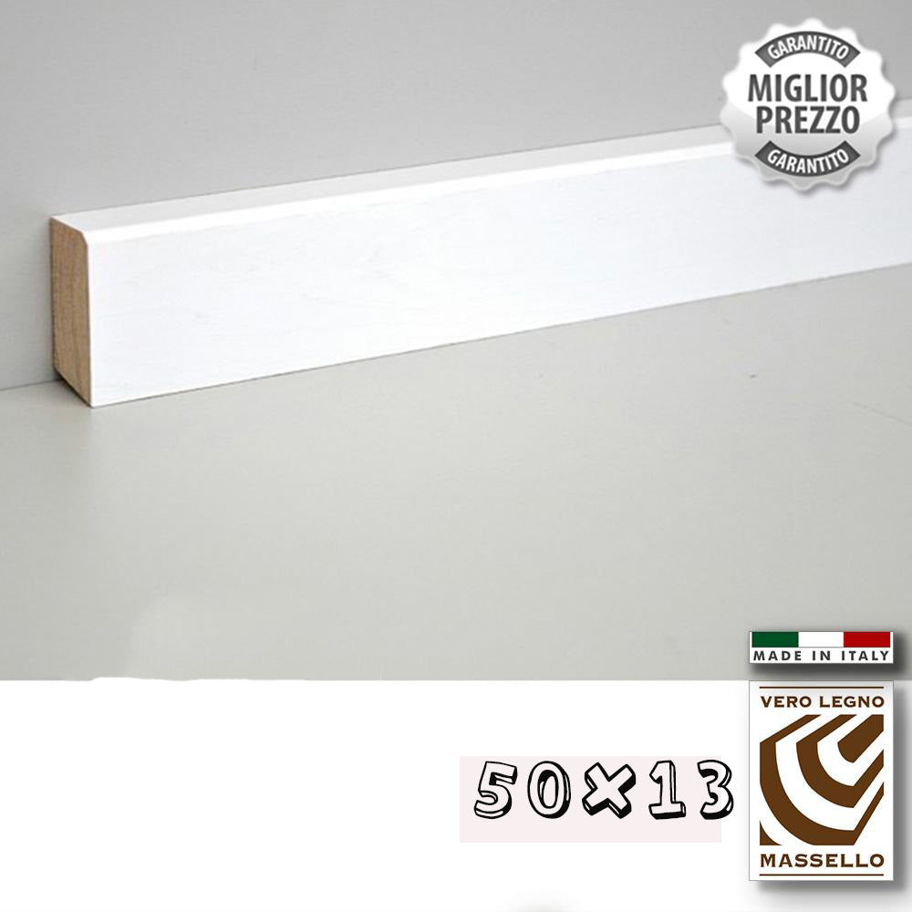 BATTISCOPA in legno ZOCCOLINO MASSELLO 50X13 Squadrato bianco (prezzo al metro lineare) - Eternal Parquet