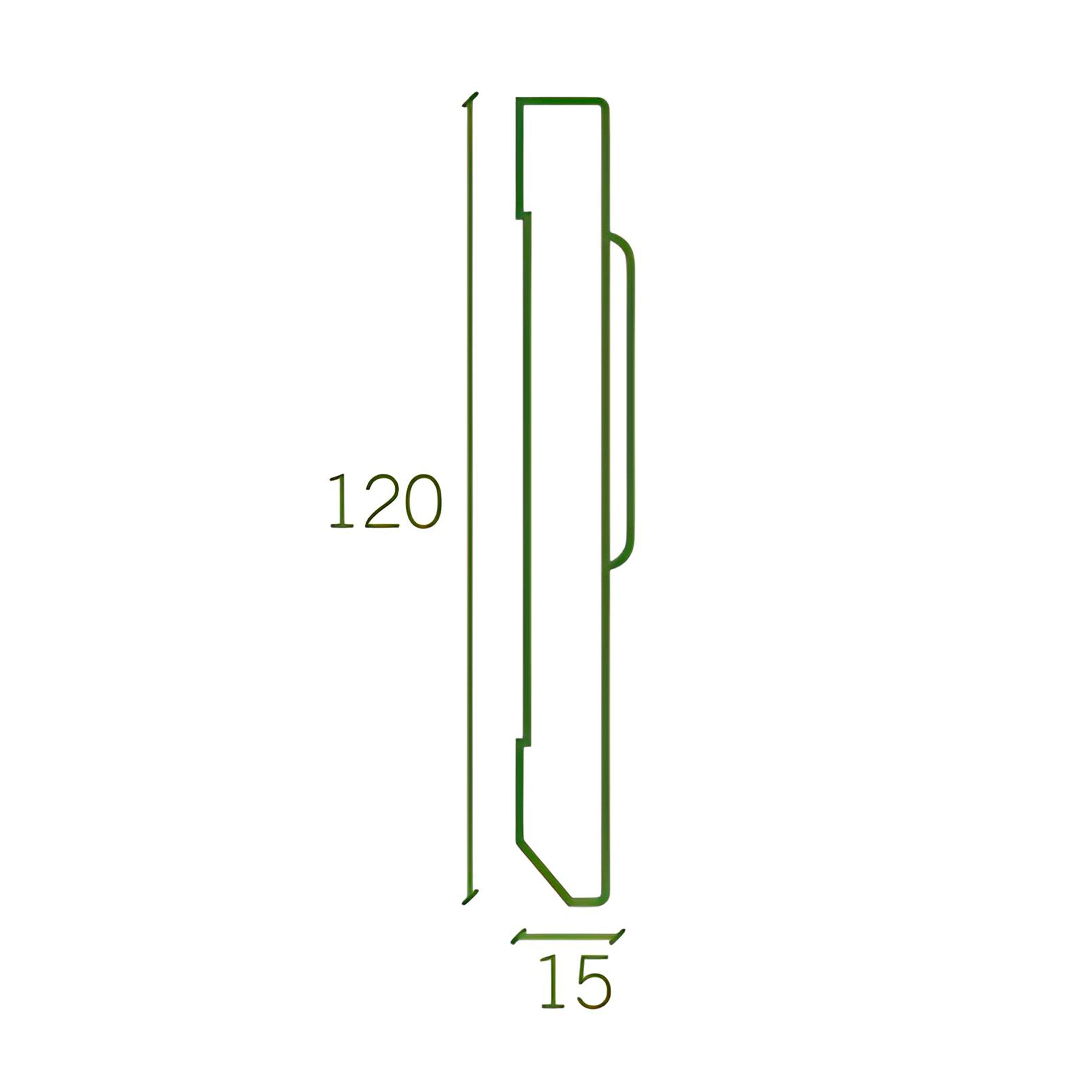 96ML di Battiscopa classico Fibra di Legno mod. OLYMPIA Bianco Antico con profilo ORO 120x15mm - Eternal Parquet
