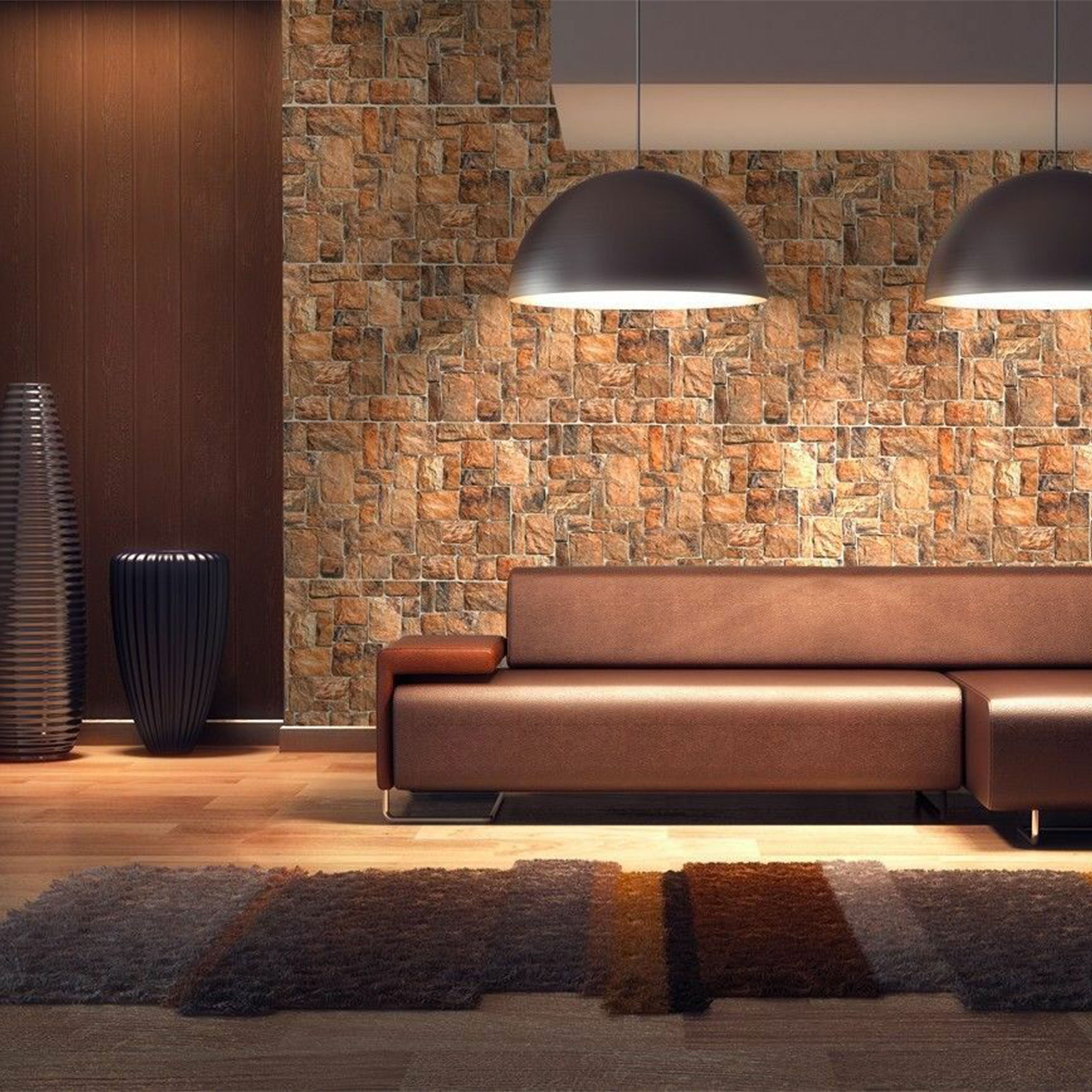 Pannelli 3D Rivestimento a parete in PVC effetto pietra ROSSA NATURALE Realistici e isolanti. - Eternal Parquet