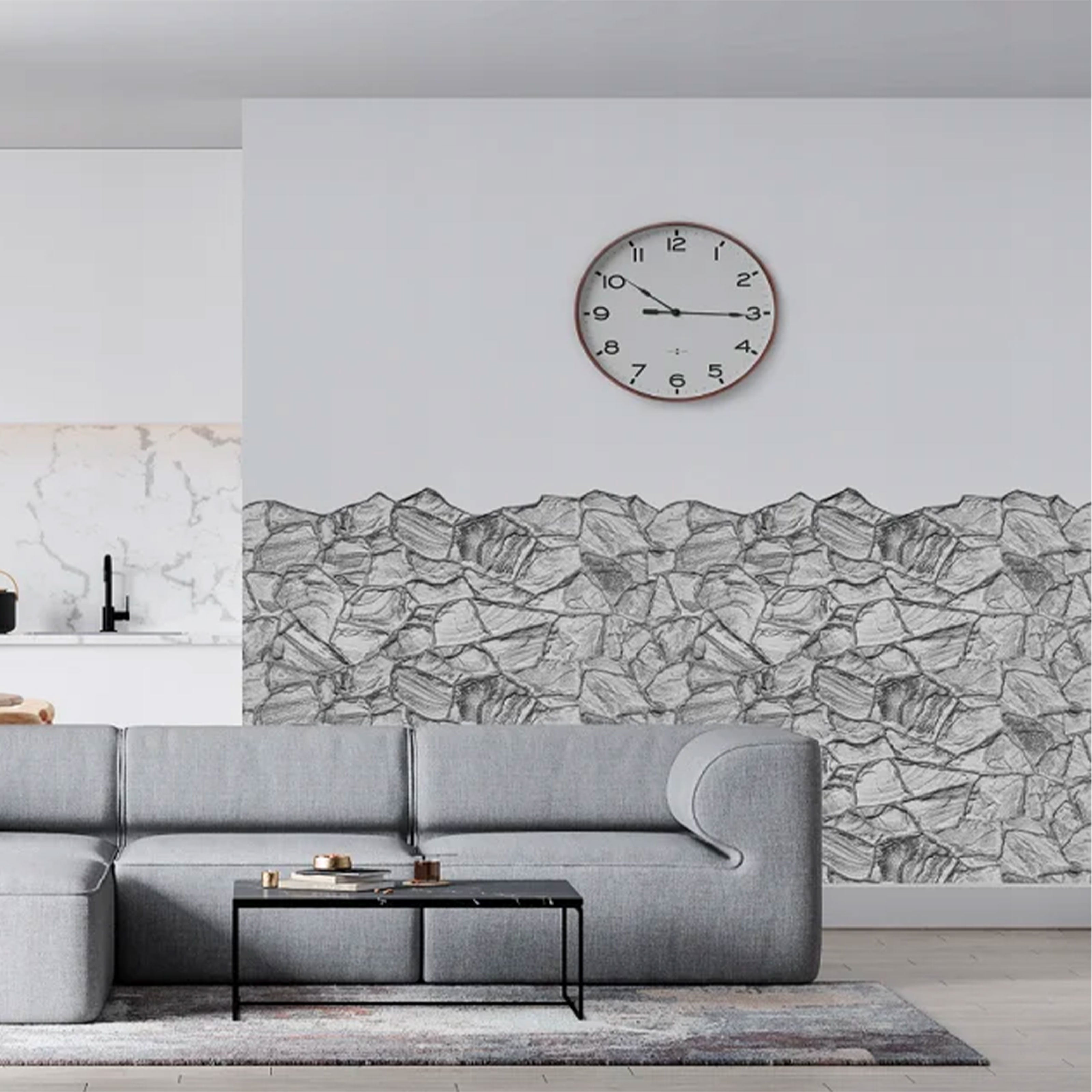 Pannelli 3D Rivestimento a parete in PVC effetto ARENARIA GRIGIA Realistici e isolanti. - Eternal Parquet