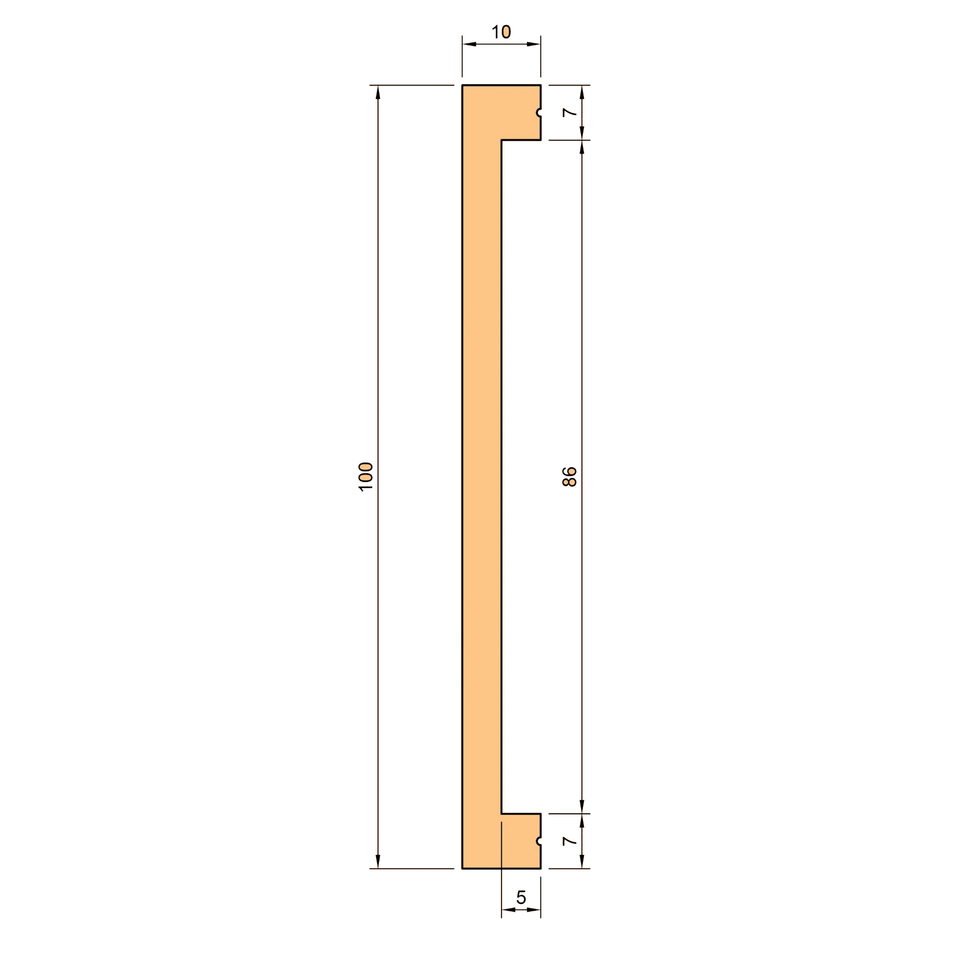 WHITE SQUARED skirting board for CABLE GLAND 100x10x2000mm in POLYMERS -  Polistrutturato