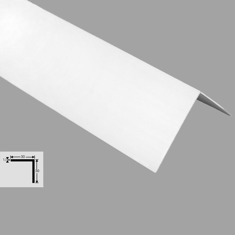 Barre de 2,7 mètres de profilé d'angle en pvc blanc en forme de L 6 tailles de 0,55 ml