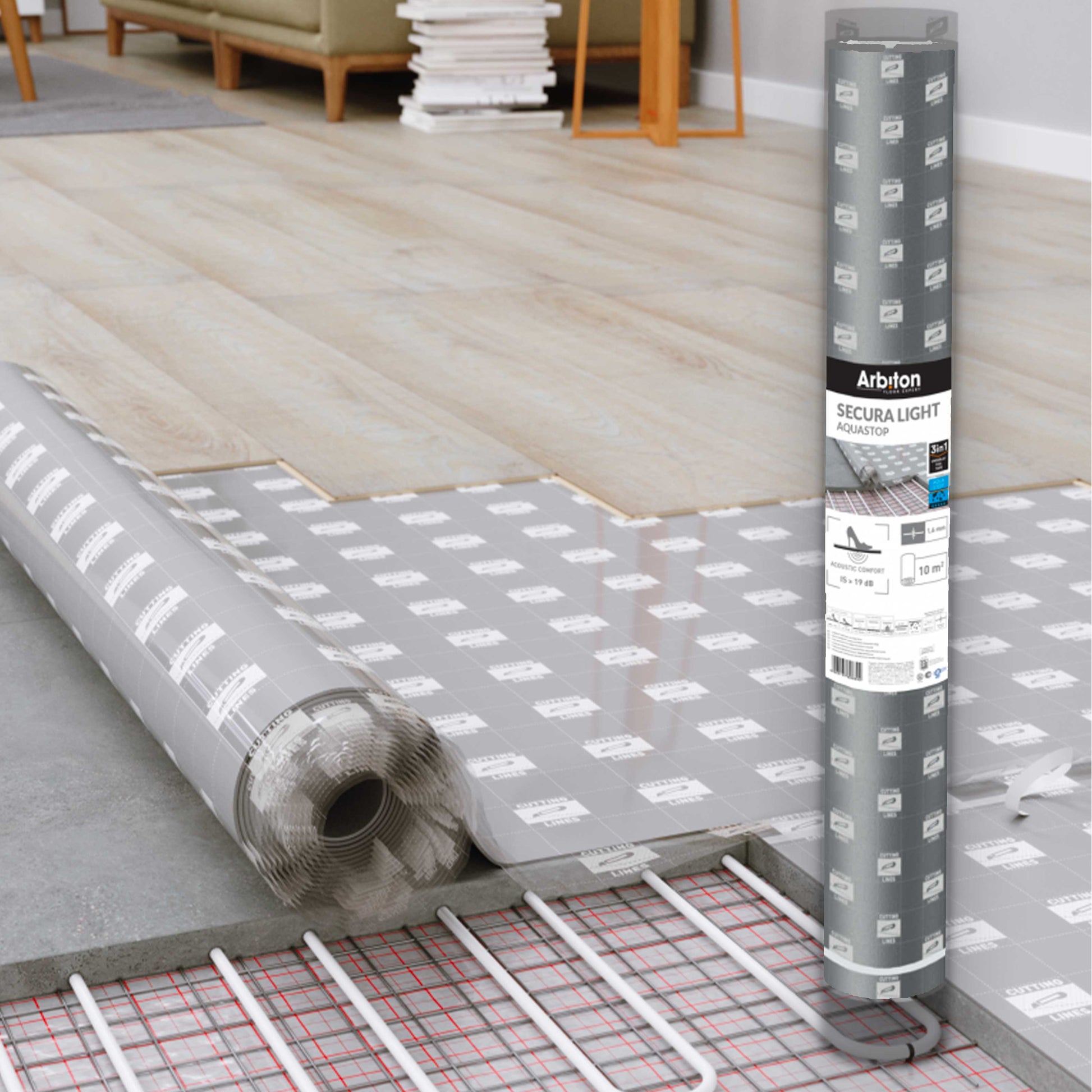 rotolo da 10mq di Tappetino Parquet, Spc, Lvt, Laminati  per Sottofondi Riscaldati e Umidità SILENZA ACQUASTOP 1,6mm - Eternal Parquet