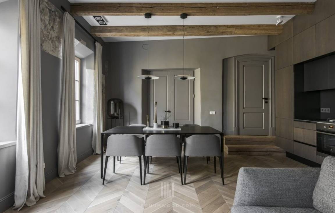 MQ100 di Listone punta ungherese CHEVRON BONUM ROVERE NATURALE 11x120x480 (4mm nobile) 30° classic ad olio/cera - Eternal Parquet