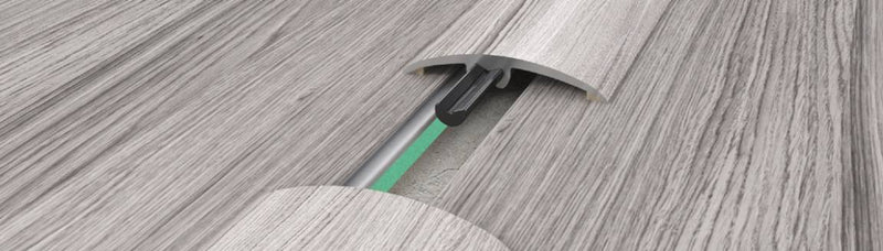 Profilo in Alluminio per parquet e laminati in 34 decori posa 2in1 da 93cm 3in1 (di compensazione o dilatazione , a scendere, di chiusura) (biadesivo e tasselli) - Eternal Parquet