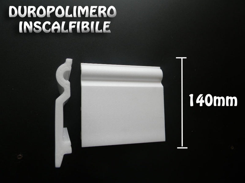 Battiscopa in Duropolimero Inscalfibile 140x15mm passacavo pacco da 20ml - Eternal Parquet