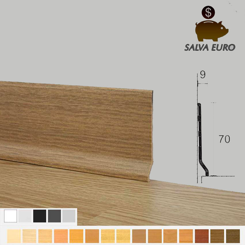 ML 200 di BATTISCOPA ZOCCOLINO in PVC effetto legno 70x9 economico - Eternal Parquet