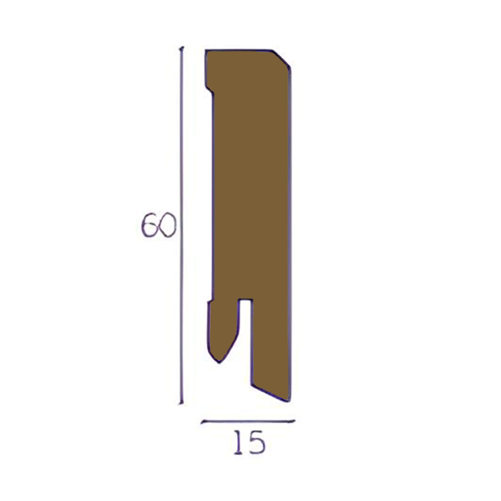 96ML Battiscopa Squadrato BASSO MDF 60X15 tutte le essenze incl. ral 9016, nero, argento - Eternal Parquet