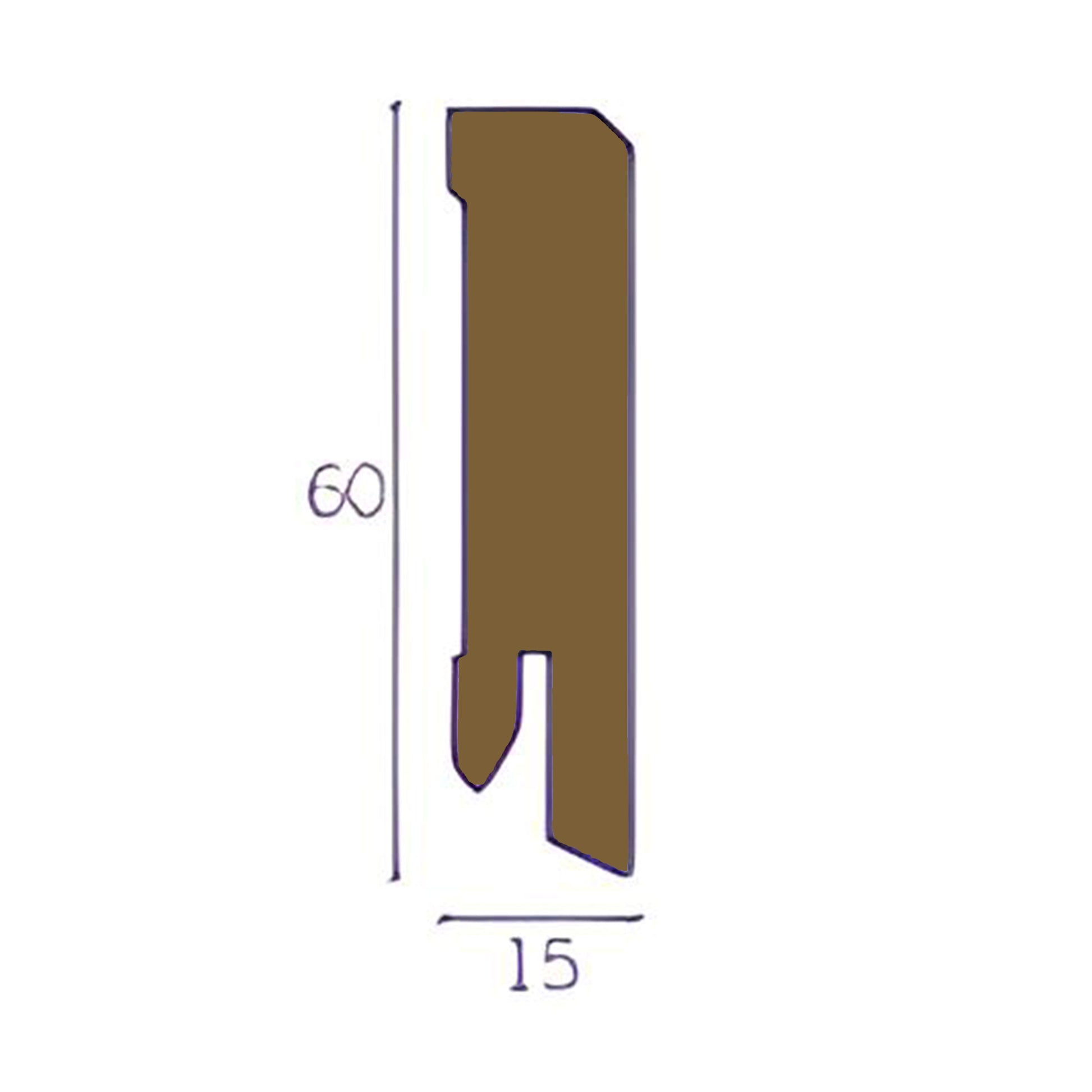 Battiscopa Squadrato BASSO MDF 60X15 tutte le essenze incl. ral 9016, nero, argento - Eternal Parquet