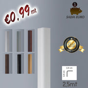 Pacco da 50ml Profilo angolare da MT 2,50 Paraspigolo esterno torello PVC 28x28 - Eternal Parquet