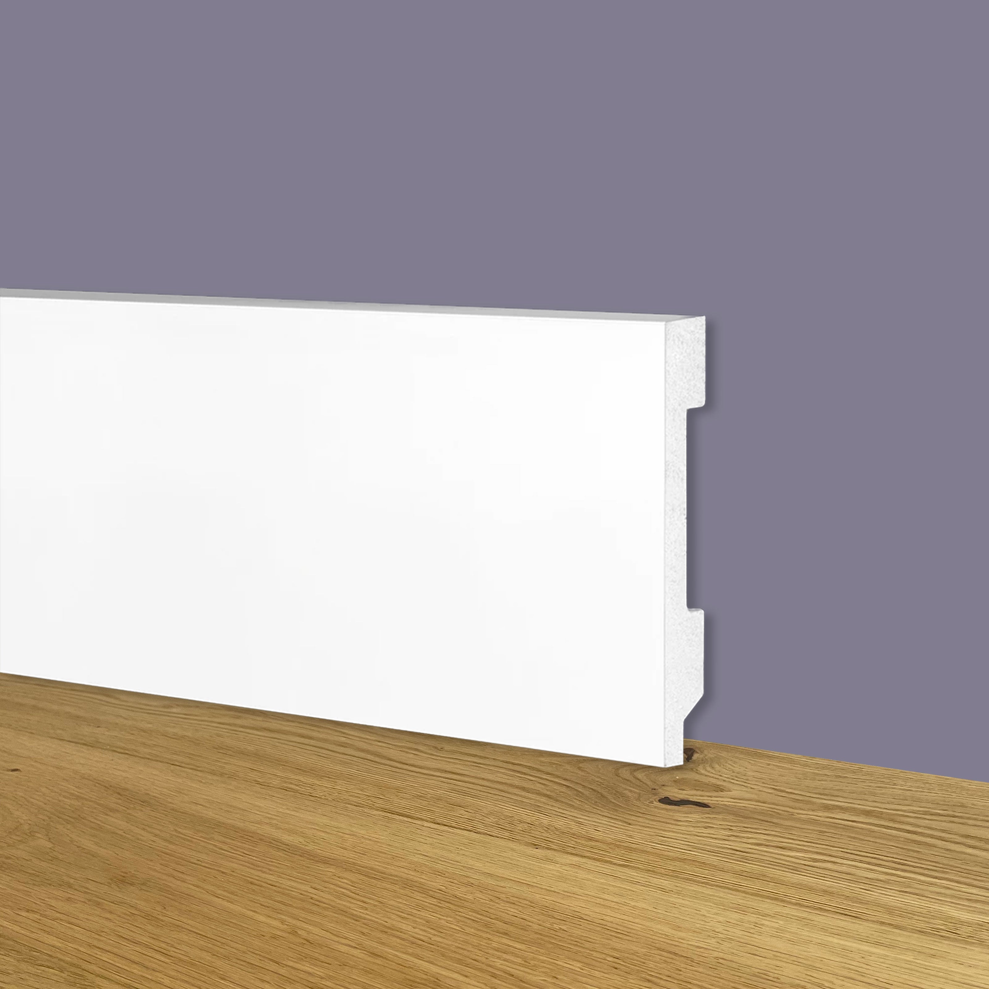 112ML Bancale di Battiscopa BIANCO Squadrato passacavo 70x15x2000mm in POLIMERI - Polistrutturato - Eternal Parquet