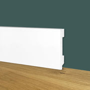 112ML Bancale di Battiscopa BIANCO Squadrato passacavo 70x15x2000mm in POLIMERI - Polistrutturato - Eternal Parquet