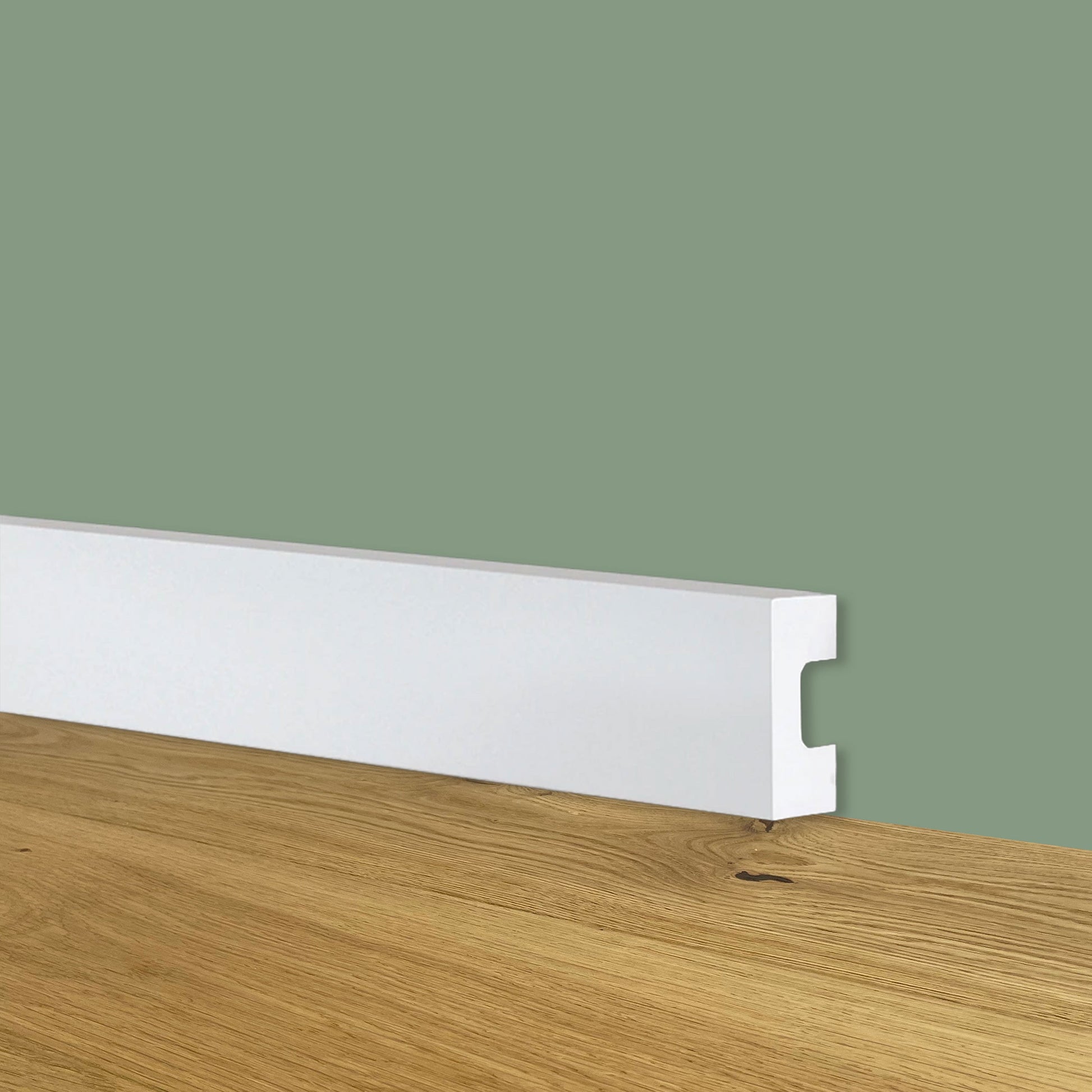 170ml bancale di Battiscopa SQUADRATO BIANCO Passacavo bassissimo 25x13x2000mm in POLIMERI - Eternal Parquet