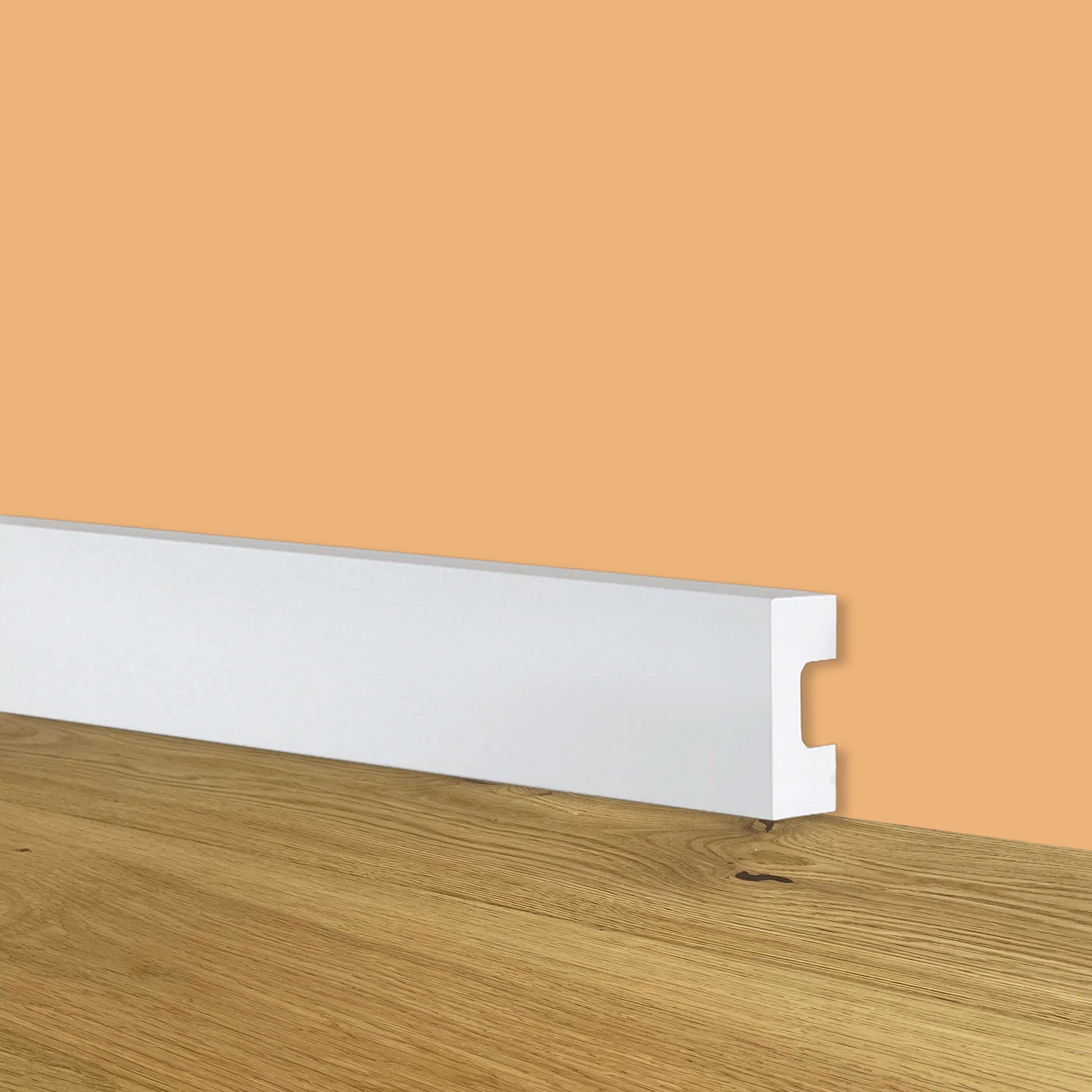 170ml bancale di Battiscopa SQUADRATO BIANCO Passacavo bassissimo 25x13x2000mm in POLIMERI - Eternal Parquet