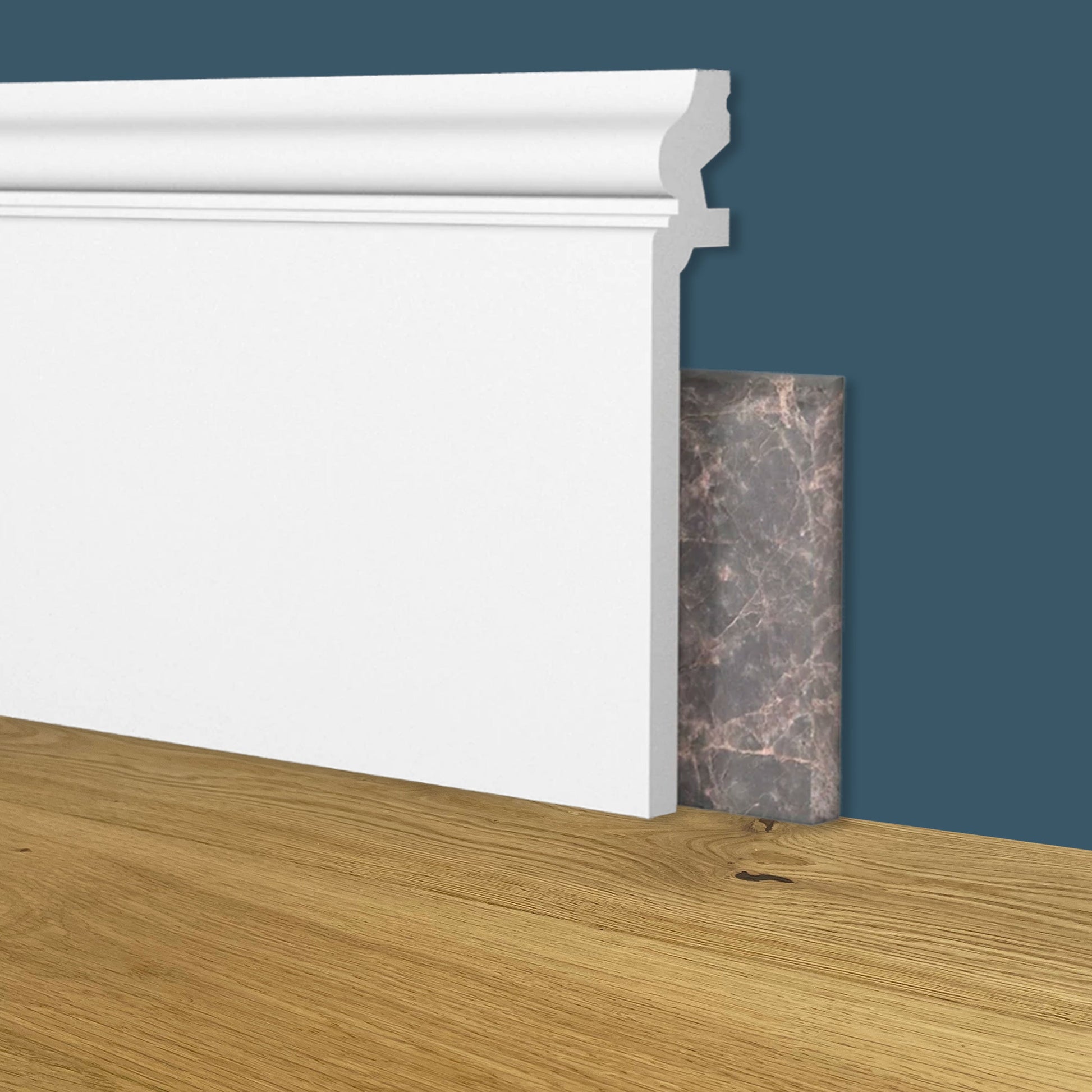 84ml bancale di Battiscopa coprimarmo DUCALE Alto BIANCO 138x22x2000mm in POLIMERI - Polistrutturato - Eternal Parquet