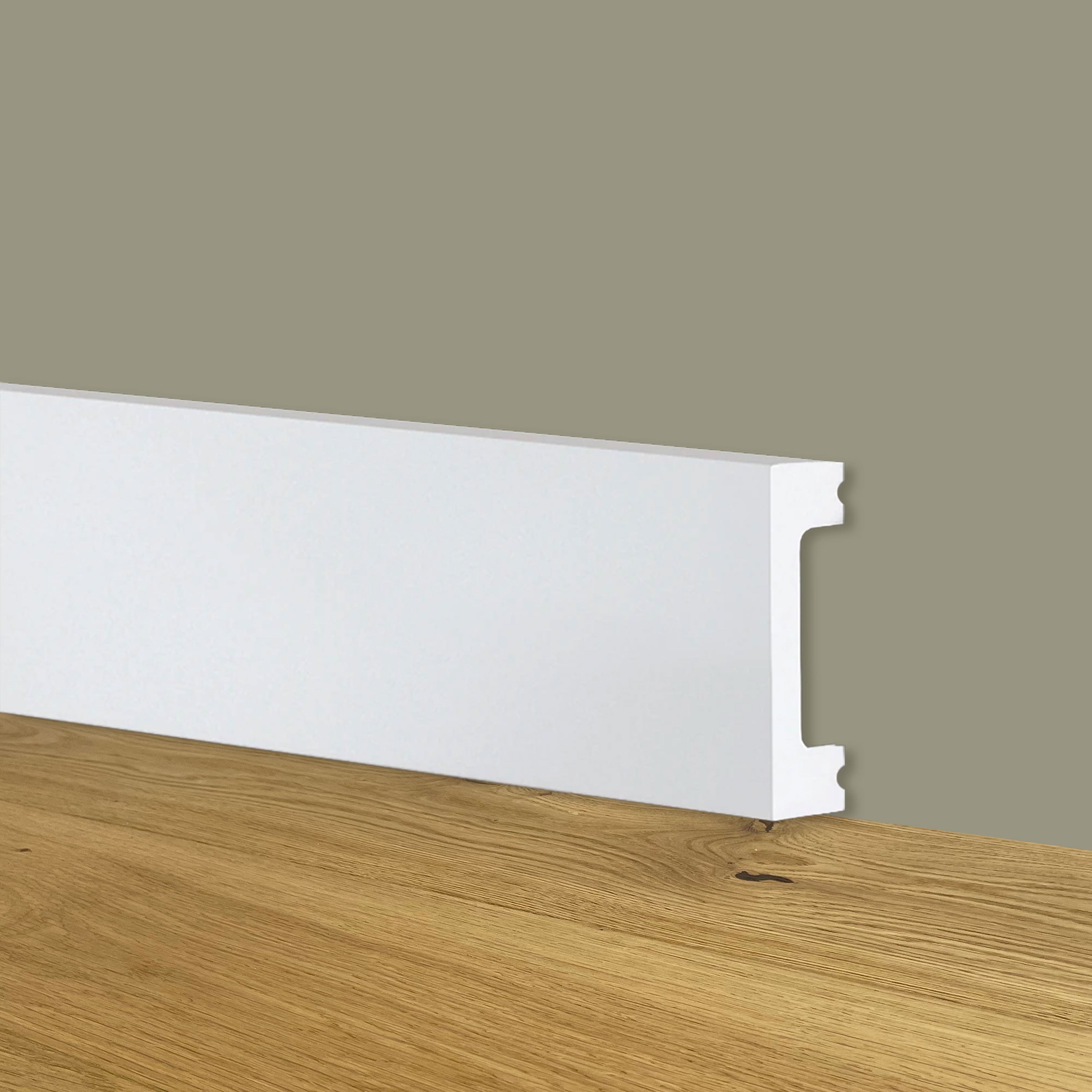 84ml bancale di Battiscopa SQUADRATO BIANCO Passacavo 50x13x2000mm in POLIMERI - Eternal Parquet