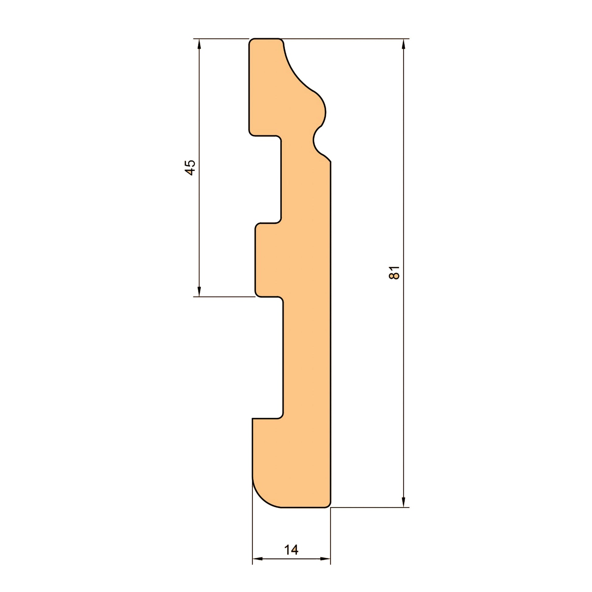 84ml bancale di Battiscopa Zoccolino BIANCO mod. ETNICO 80x13x2000mm in POLIMERI - Polistrutturato - Eternal Parquet
