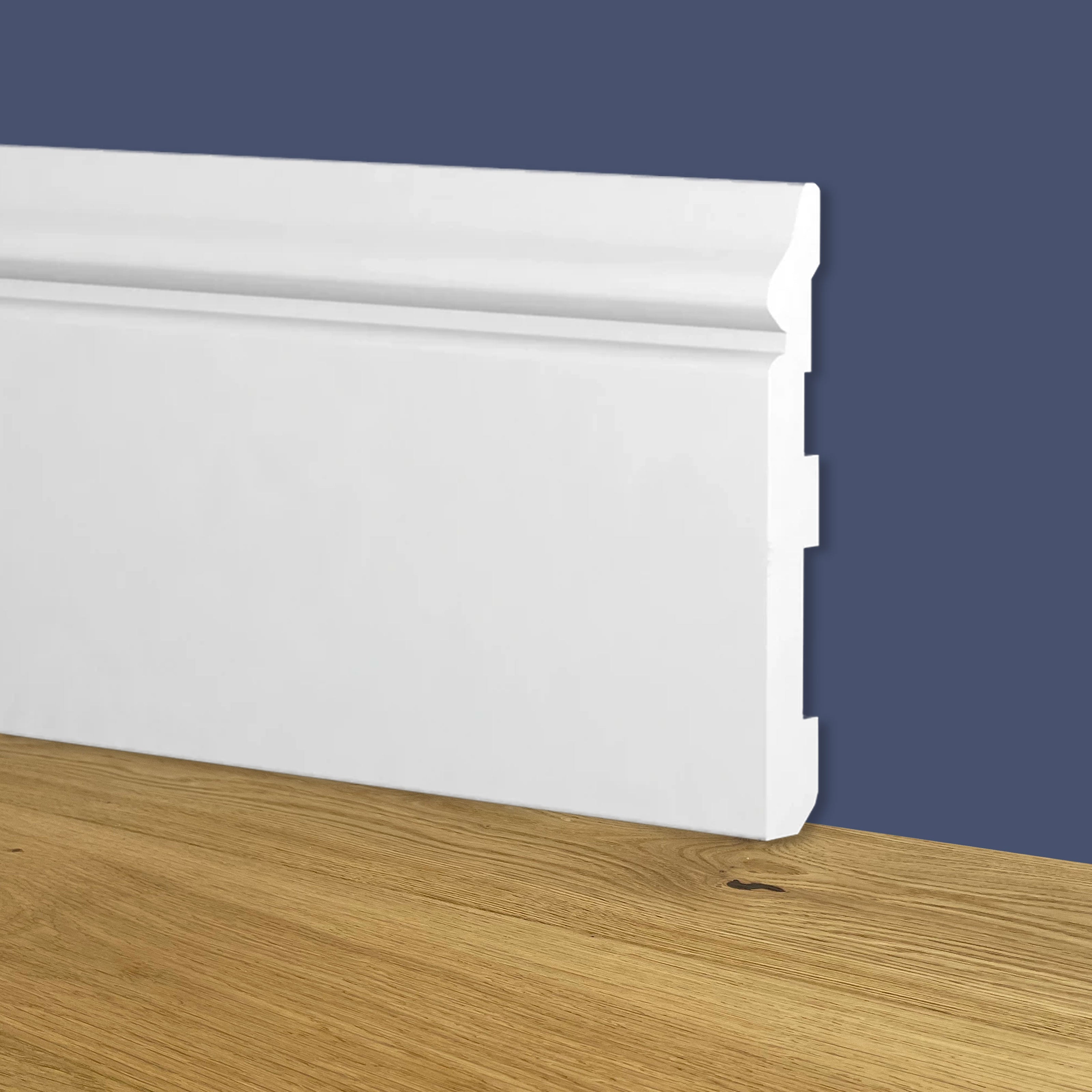 84ML di Battiscopa Zoccolino BIANCO mod. ETNICO 120x16x2000mm in POLIMERI - Polistrutturato - Eternal Parquet