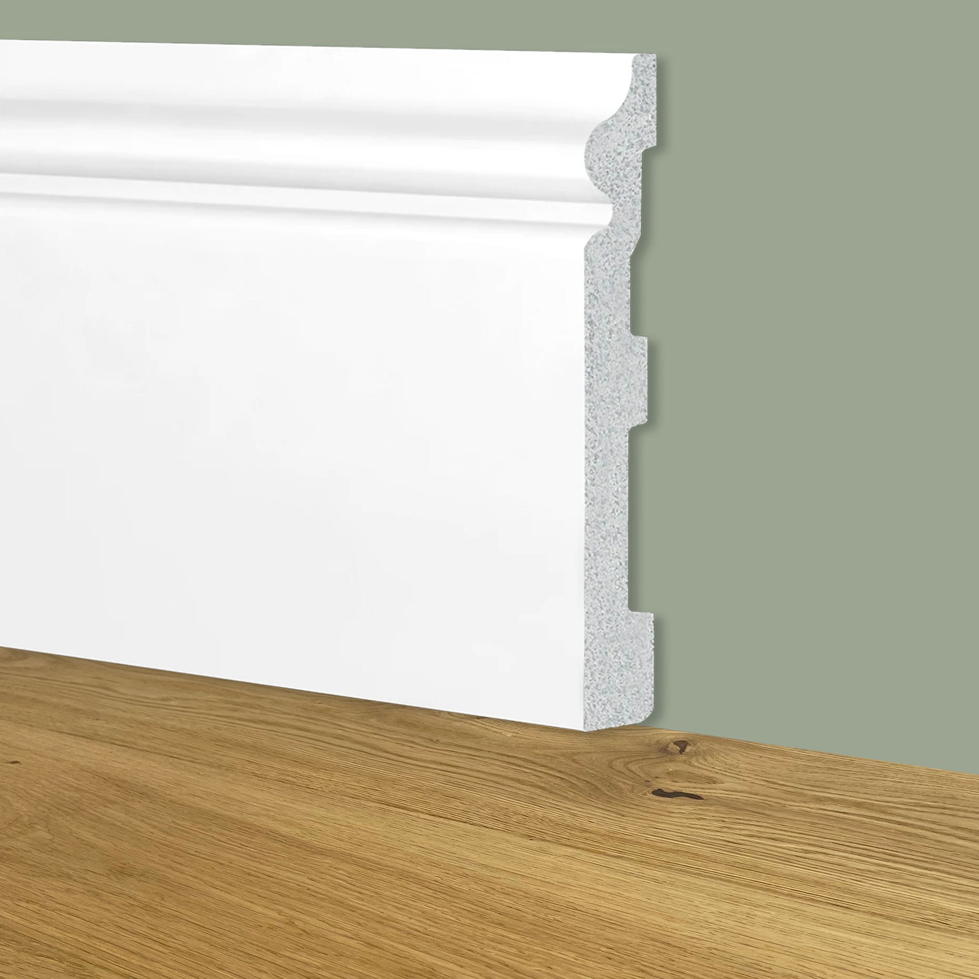 90ml bancale di Battiscopa Zoccolino BIANCO mod. ETNICO 180x19x2000mm in POLIMERI - Polistrutturato - Eternal Parquet