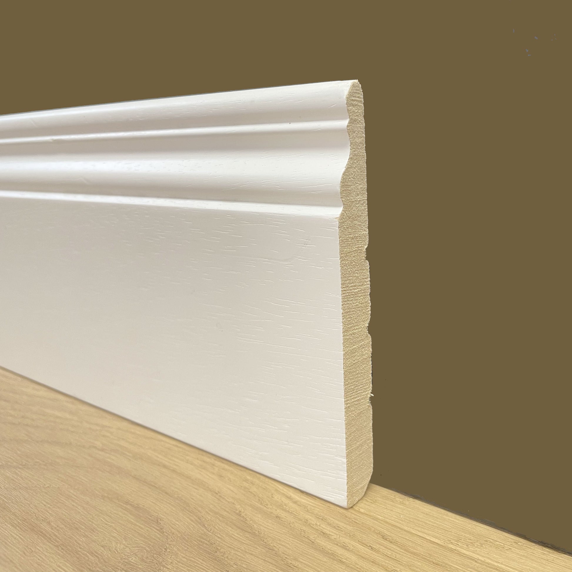 96ML di BATTISCOPA in legno DUCALE 140X13 ZOCCOLINO MASSELLO ALTO bianco - Eternal Parquet