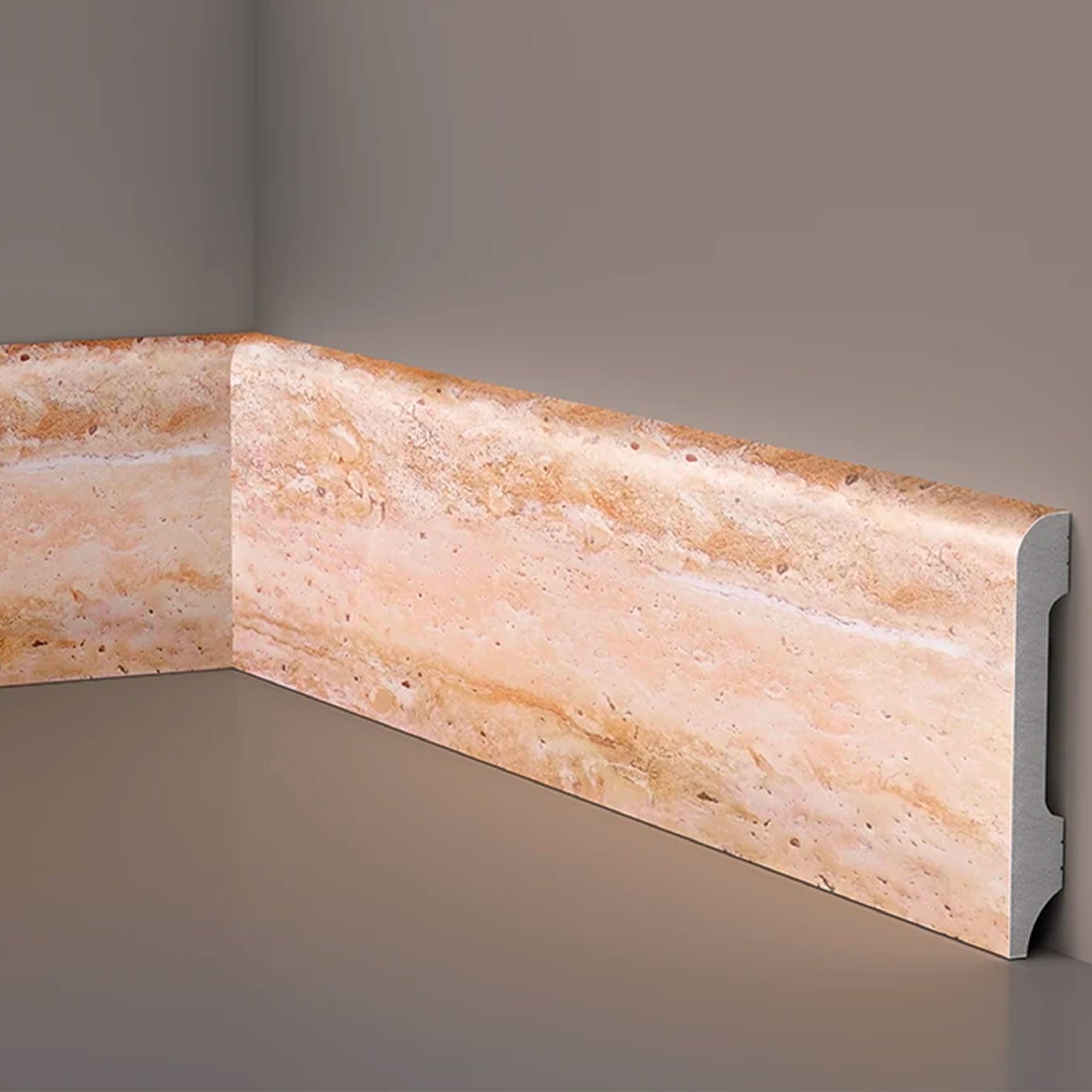 Battiscopa BC Lucido TRAVERTINO 85x14x2000mm in POLIMERI - Polistrutturato - Eternal Parquet