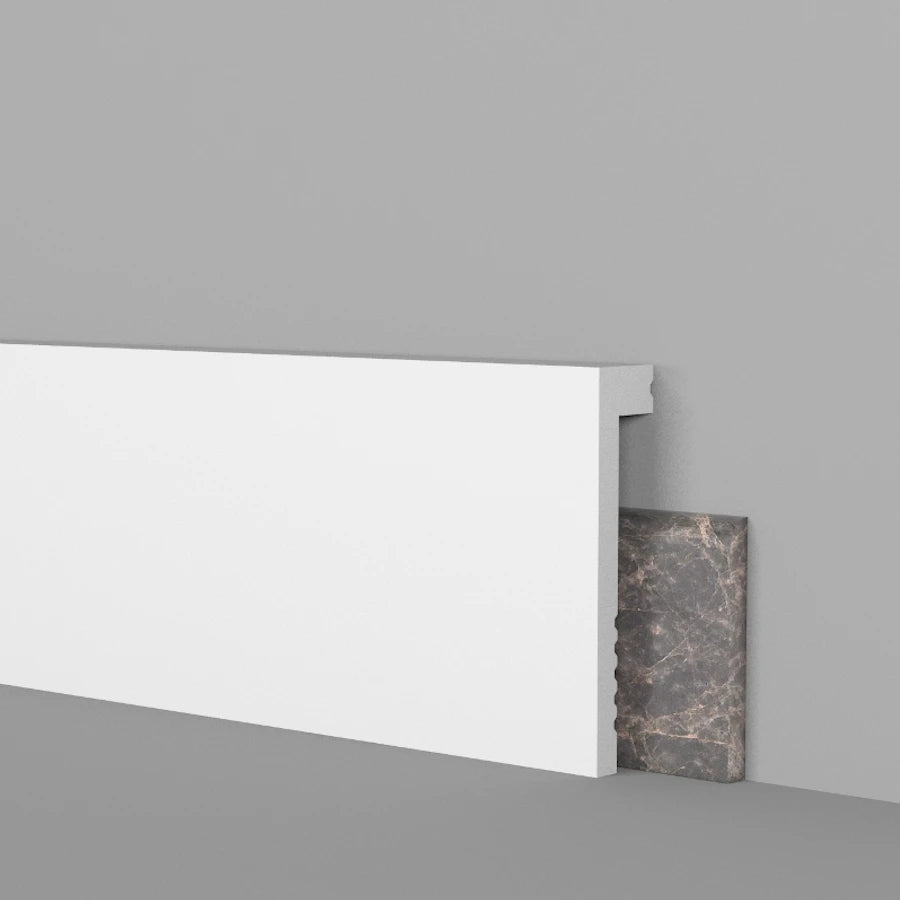 Battiscopa coprimarmo copribattiscopa BIANCO 100x22x2000mm in POLIMERI - Polistrutturato - Eternal Parquet