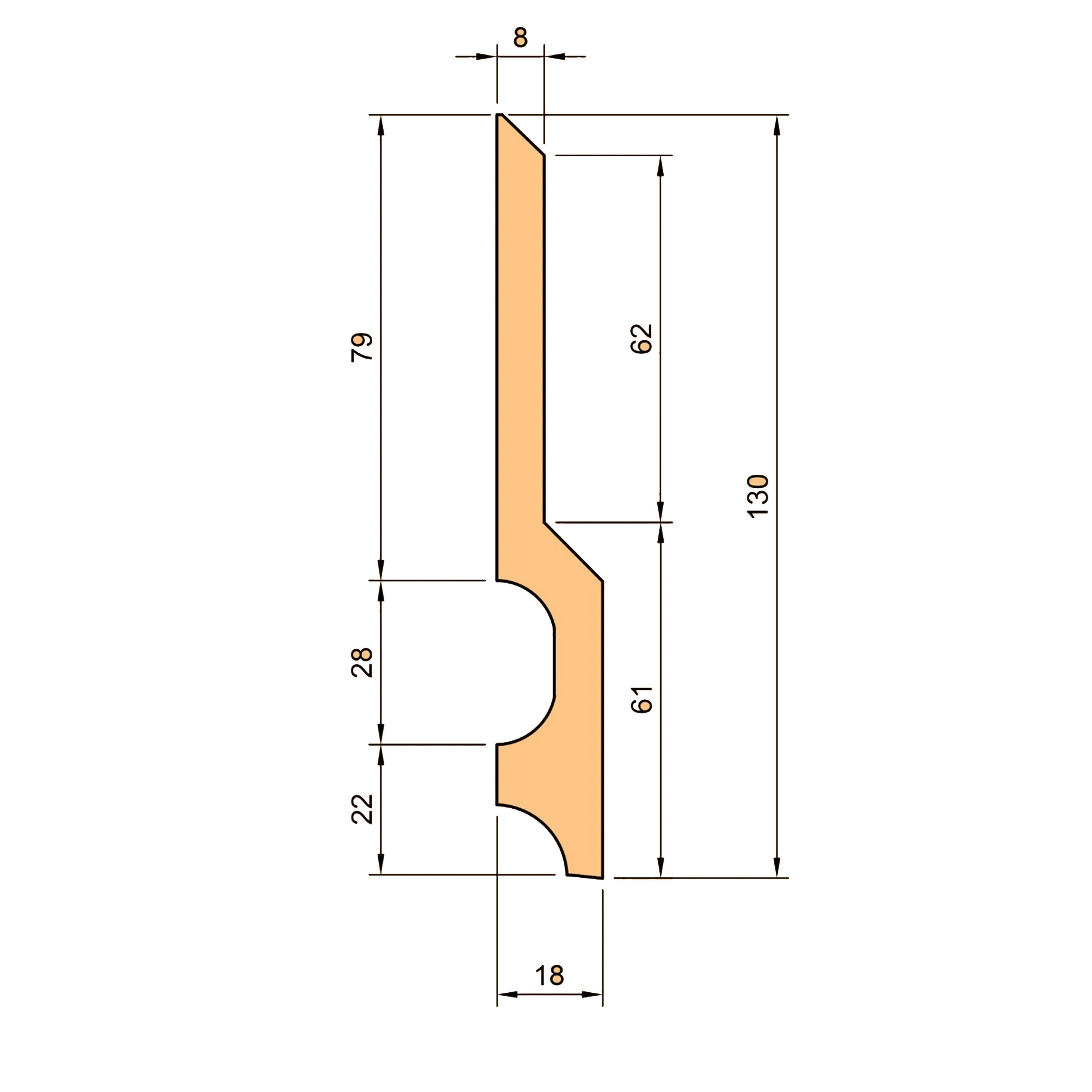 Battiscopa Modernissimo BIANCO mod. GIZA 130x18x2000mm in POLIMERI - Polistrutturato - Eternal Parquet