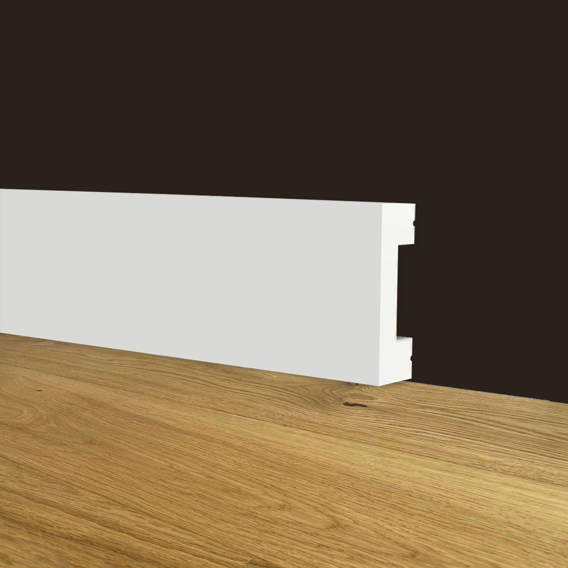 Battiscopa SQUADRATO BIANCO BASSO 30x10x2000mm in POLIMERI - Polistrutturato - Eternal Parquet