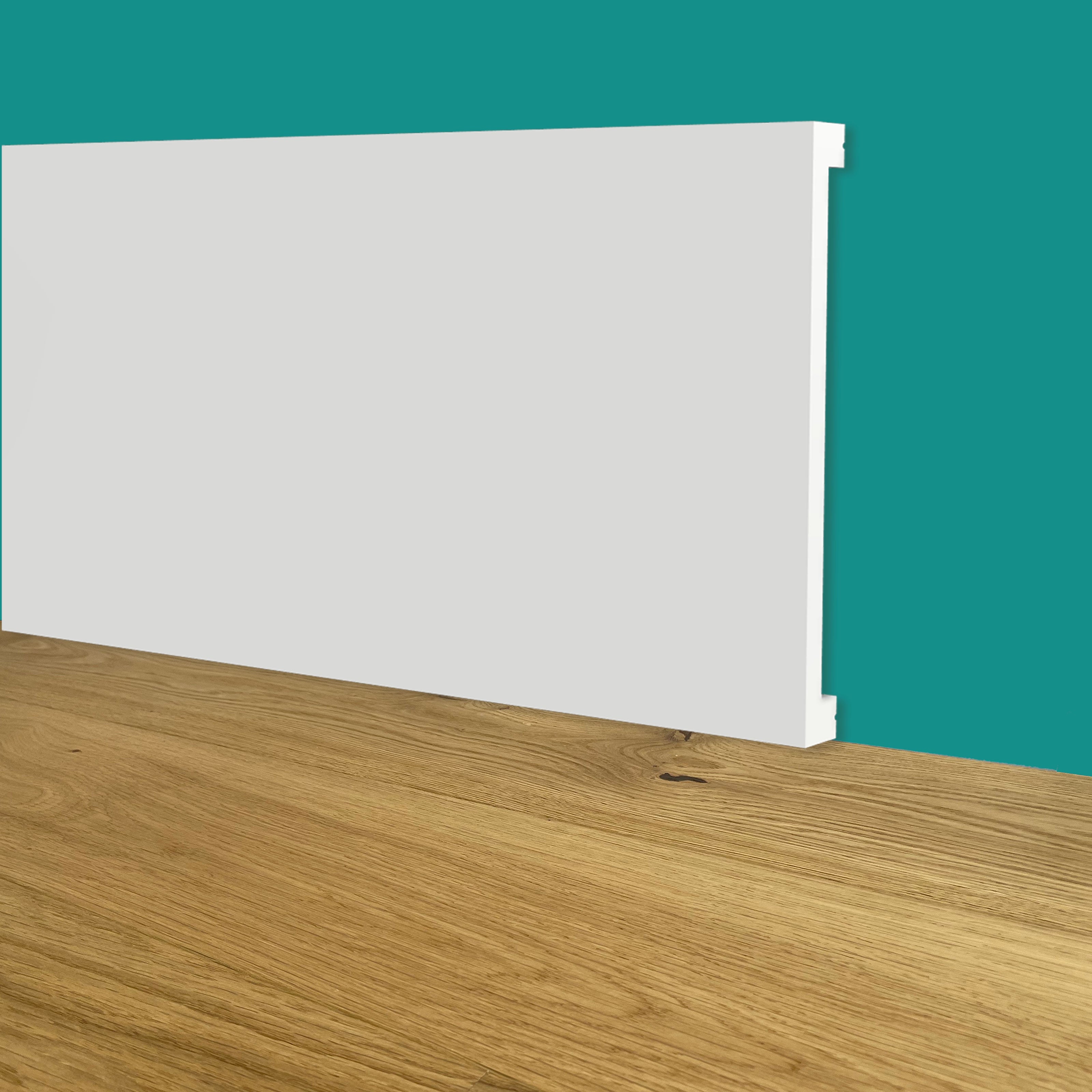 Battiscopa SQUADRATO BIANCO PASSACAVO 100x10x2000mm in POLIMERI - Polistrutturato - Eternal Parquet