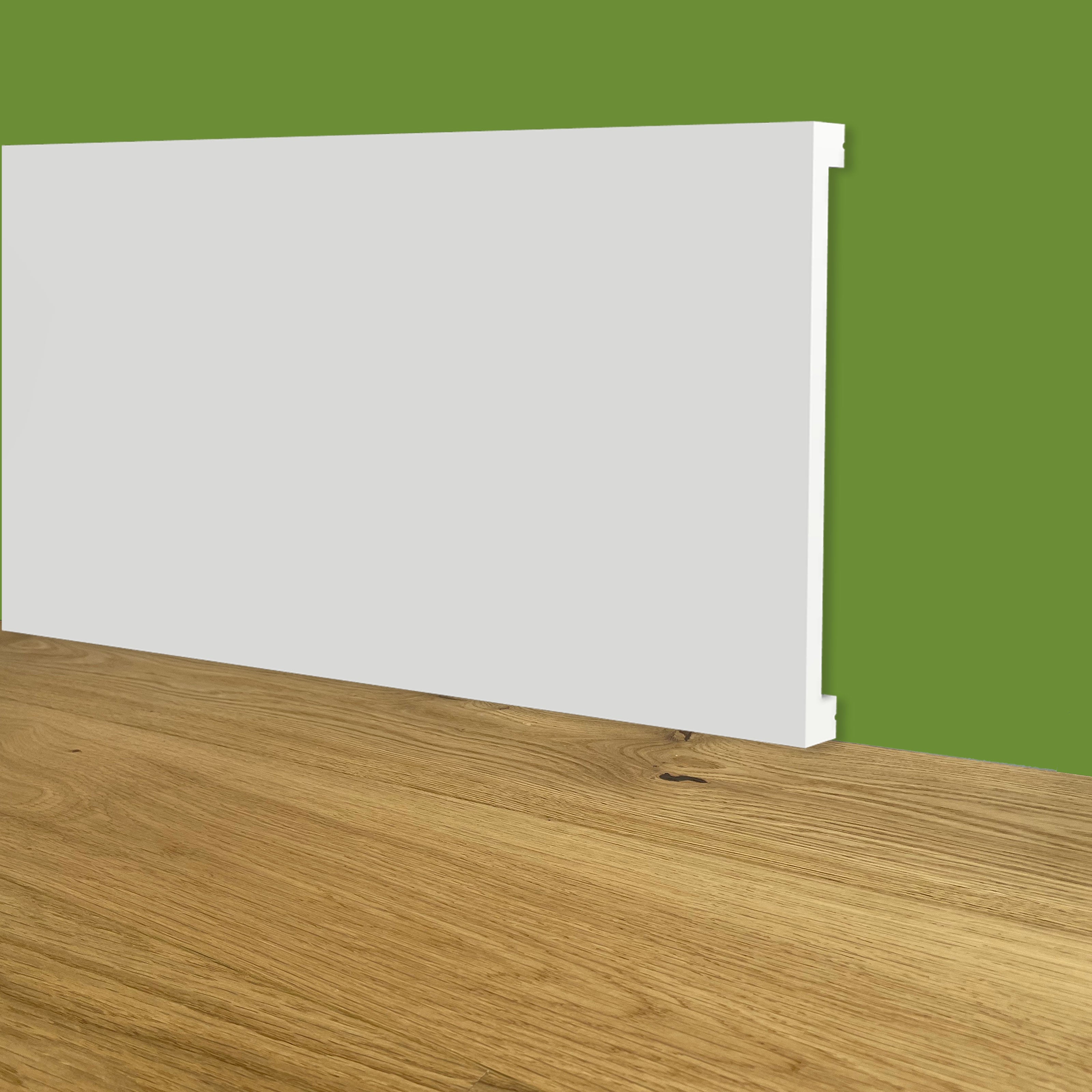 Battiscopa SQUADRATO BIANCO PASSACAVO 100x10x2000mm in POLIMERI - Polistrutturato - Eternal Parquet