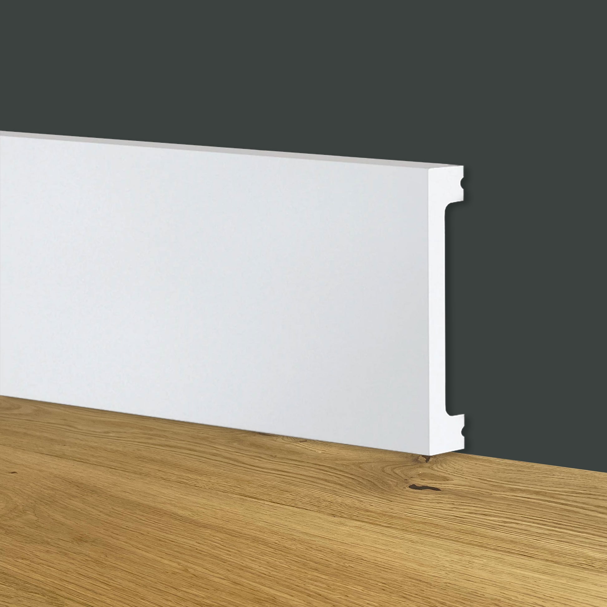 Battiscopa SQUADRATO BIANCO Passacavo 100x13x2000mm in POLIMERI - Polistrutturato - Eternal Parquet