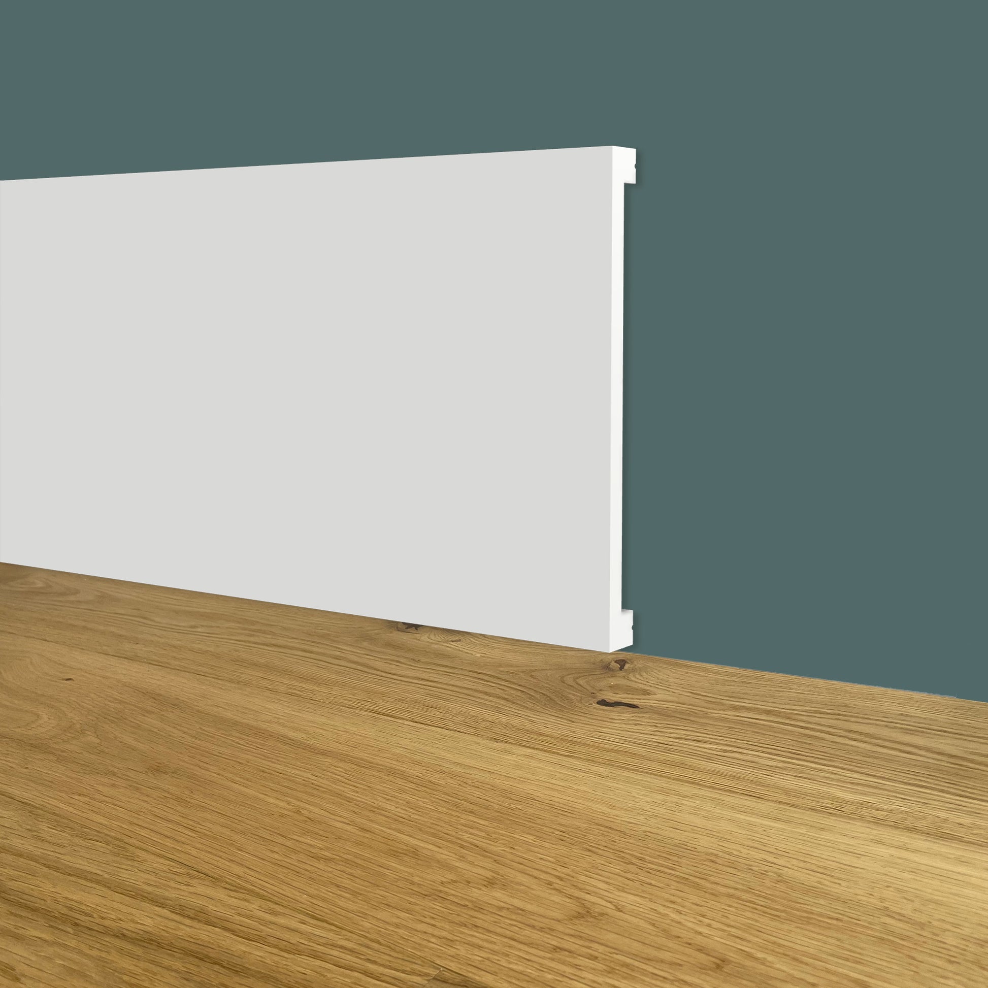 Battiscopa SQUADRATO BIANCO PASSACAVO 120x10x2000mm in POLIMERI - Polistrutturato - Eternal Parquet