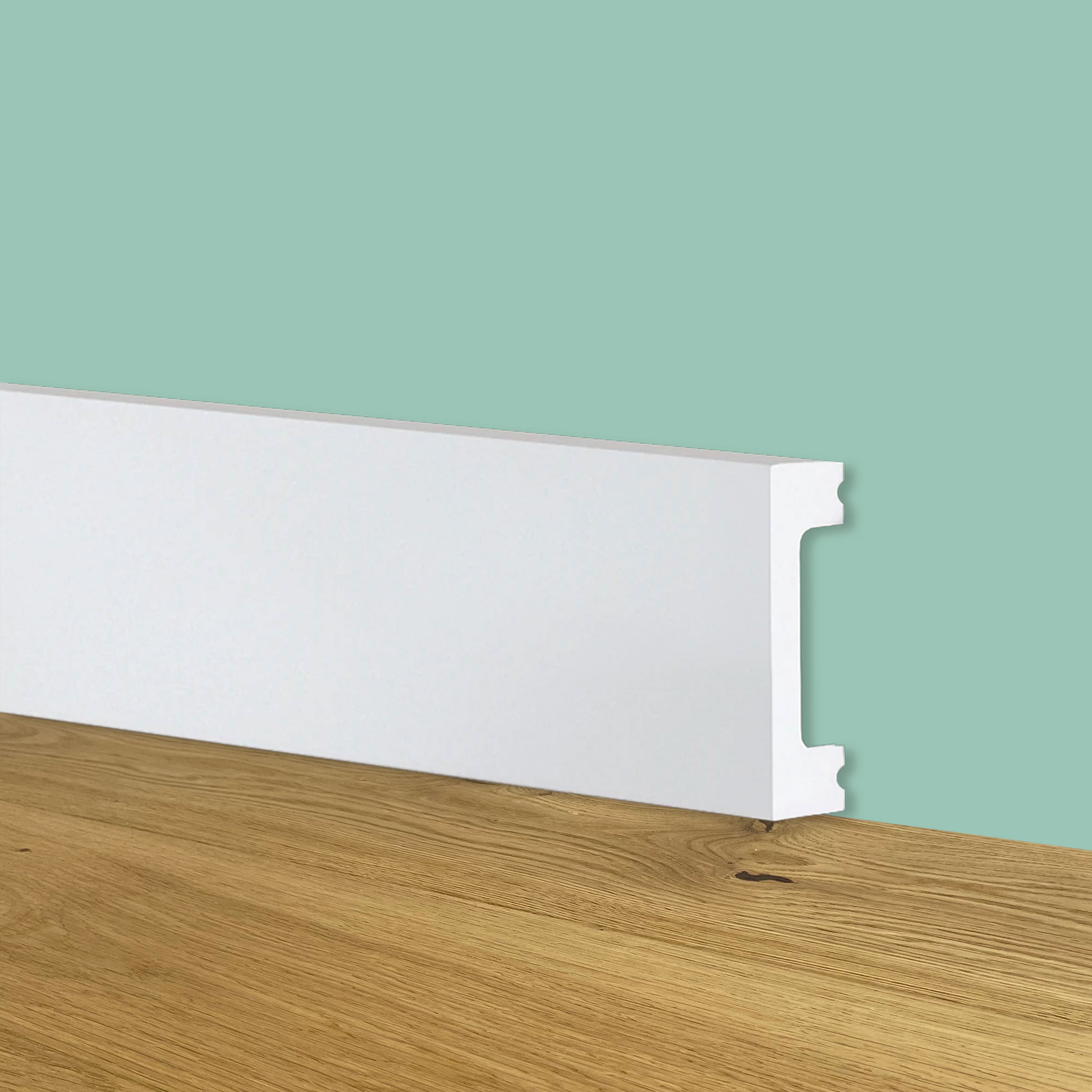 Battiscopa SQUADRATO BIANCO Passacavo 50x13x2000mm in POLIMERI - Polistrutturato - Eternal Parquet