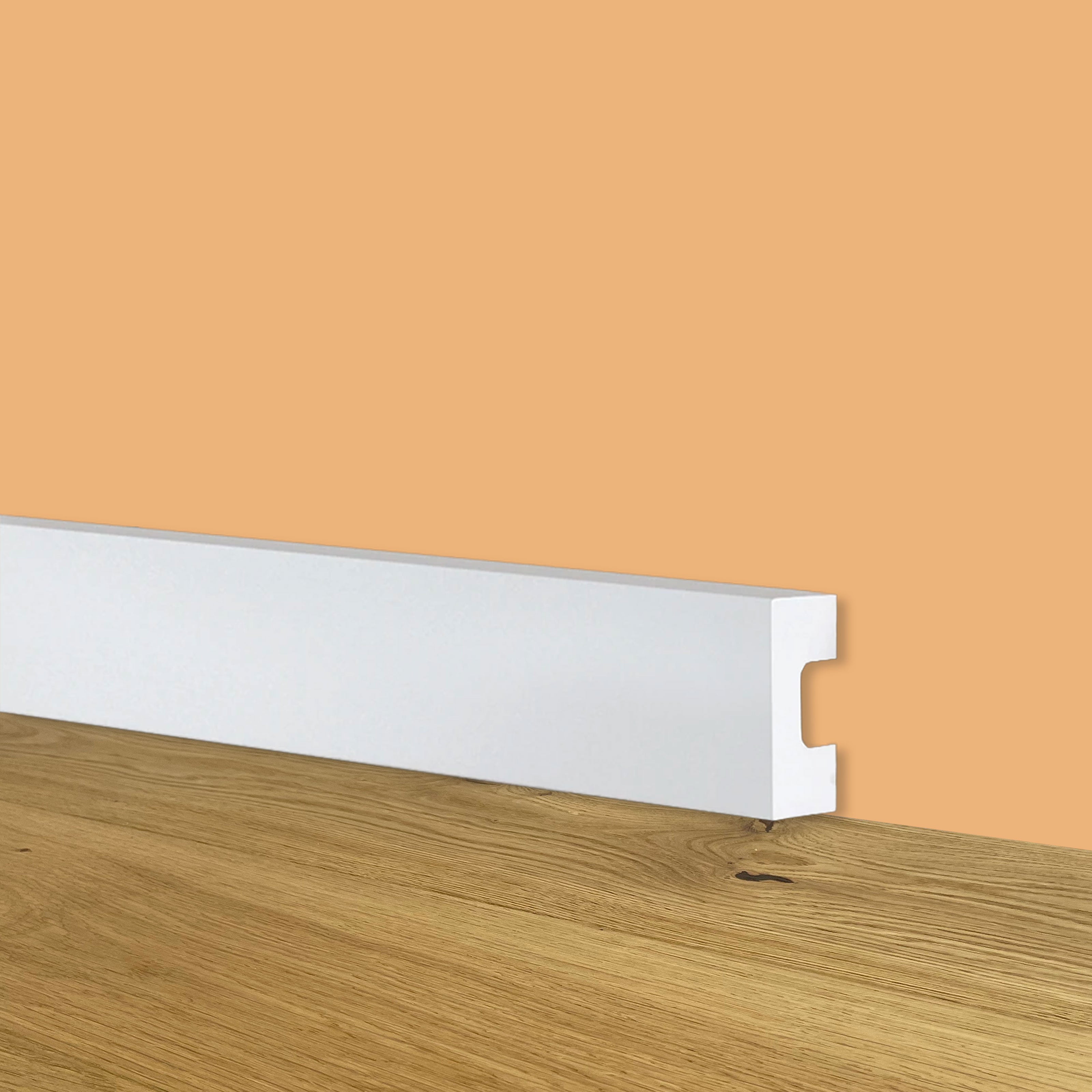 Battiscopa SQUADRATO BIANCO Passacavo bassissimo 25x13x2000mm in POLIMERI - Eternal Parquet