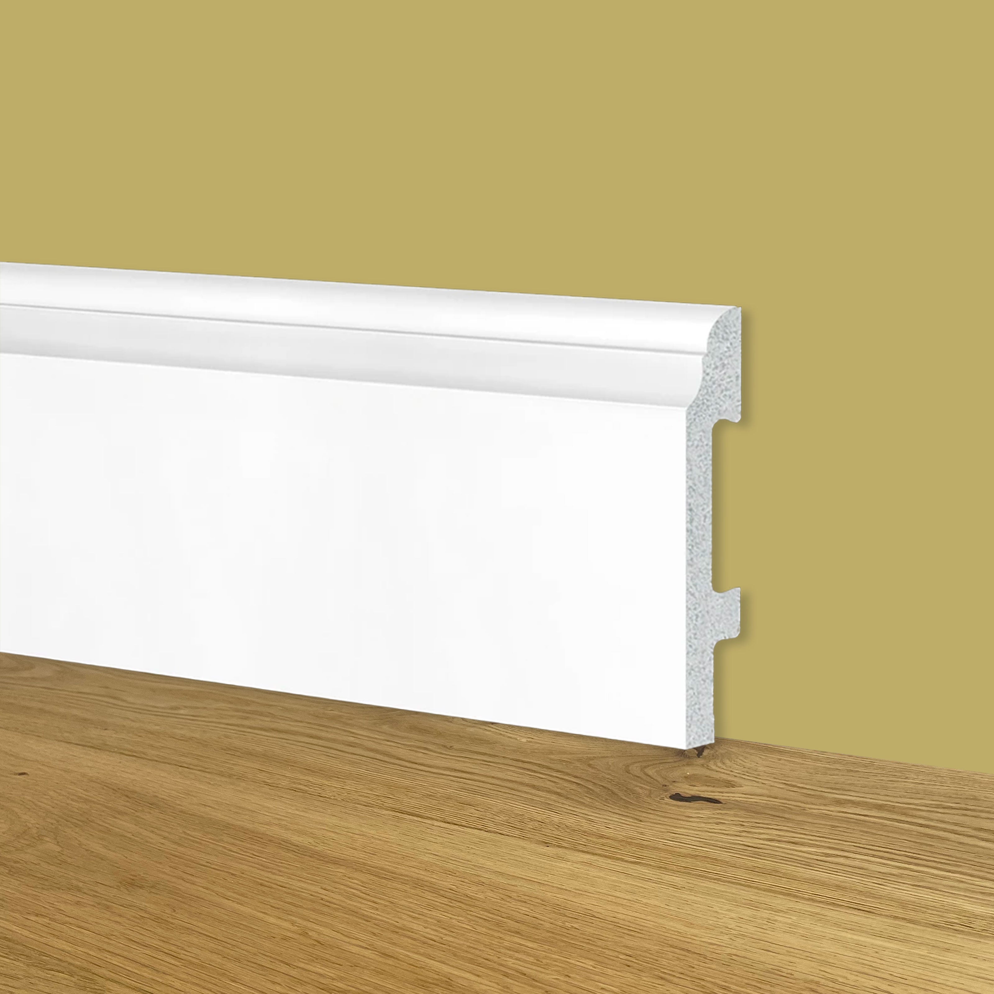 Battiscopa Zoccolino BIANCO mod. CORINZIO 95x15x2000mm in POLIMERI - Polistrutturato - Eternal Parquet