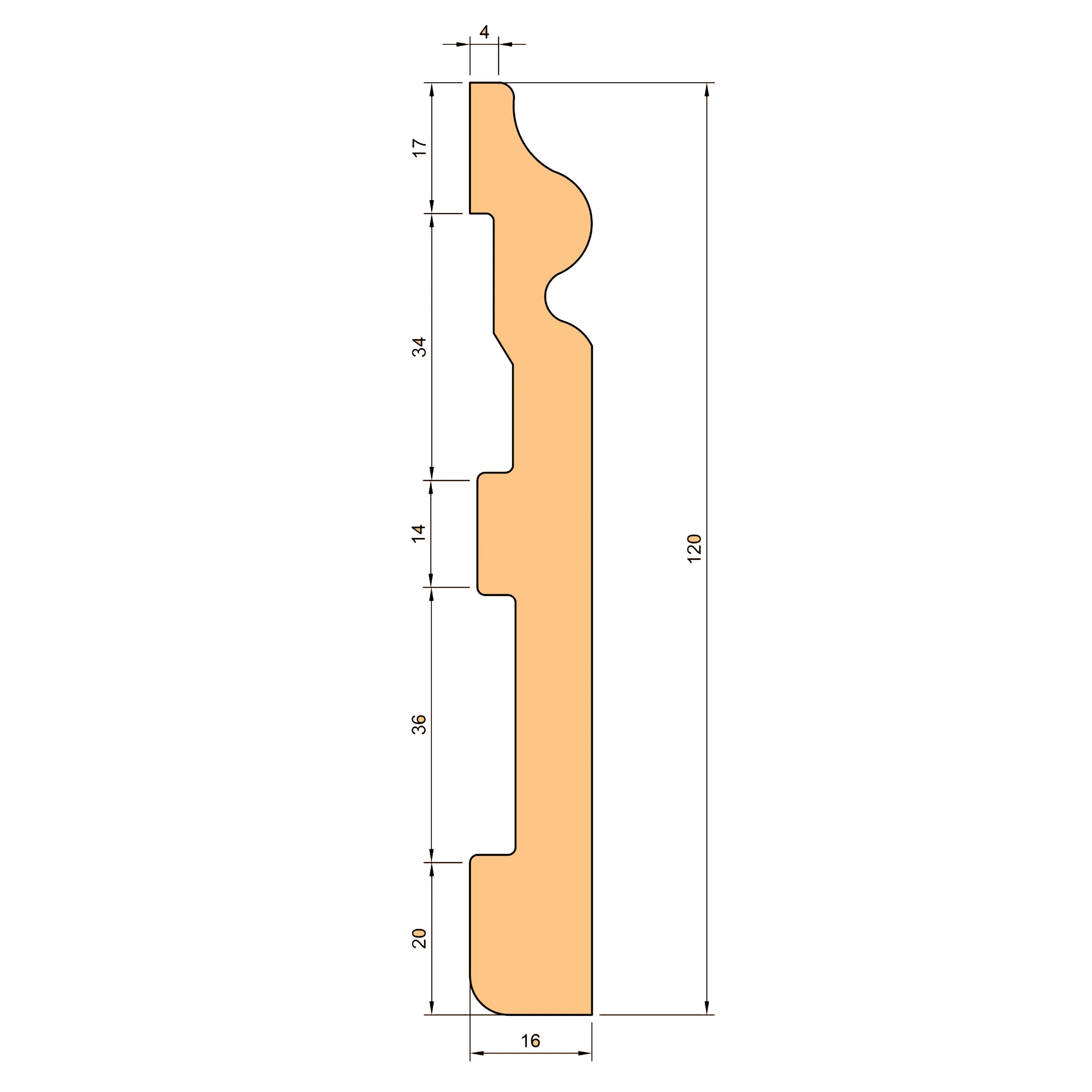 Battiscopa Zoccolino BIANCO mod. ETNICO 120x16x2000mm in POLIMERI - Polistrutturato - Eternal Parquet
