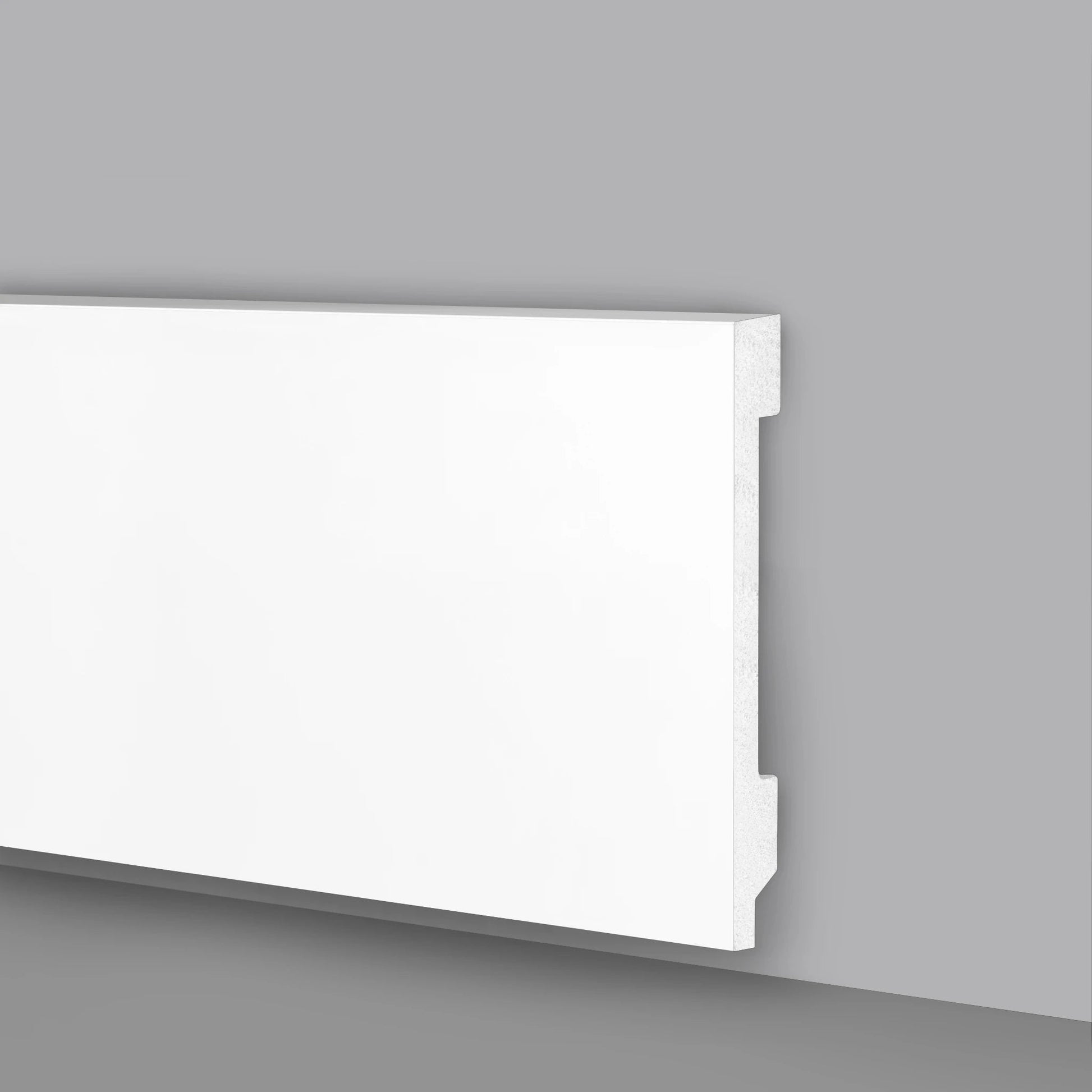Battiscopa Zoccolino BIANCO Squadrato passacavo 150x15x2000mm in POLIMERI - Polistrutturato - Eternal Parquet