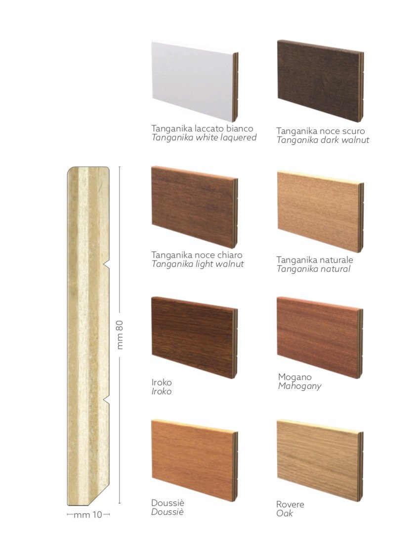BATTISCOPA ZOCCOLINO in multistrato impiallacciato SQUADRATO MODERNO  80X10 - Eternal Parquet
