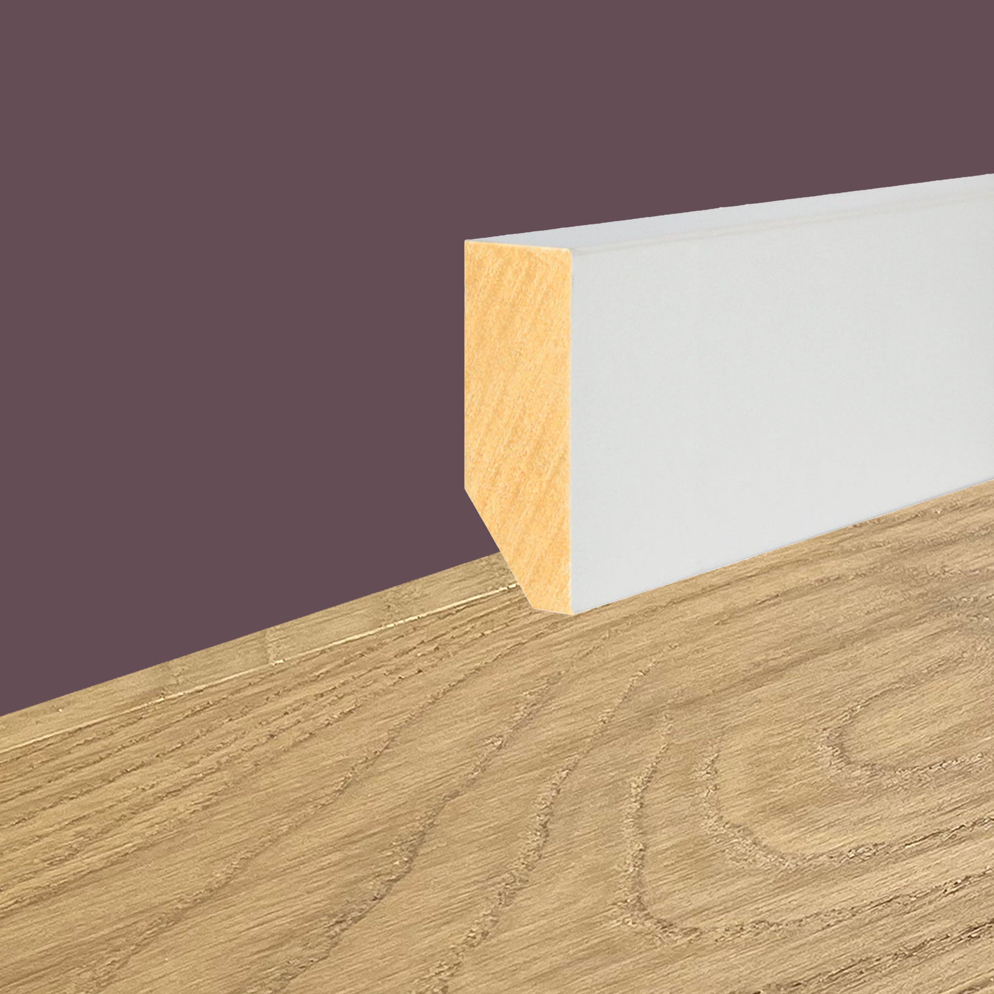96ML di Battiscopa Elite Squadrato Legno Massello Dritto 60X15mm bianco o rovere - Eternal Parquet