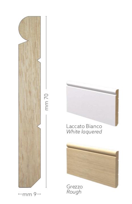 Battiscopa zoccolino in LEGNO MASSICCIO/MASSELLO mod. Baronetto sottile 70X9 - Eternal Parquet