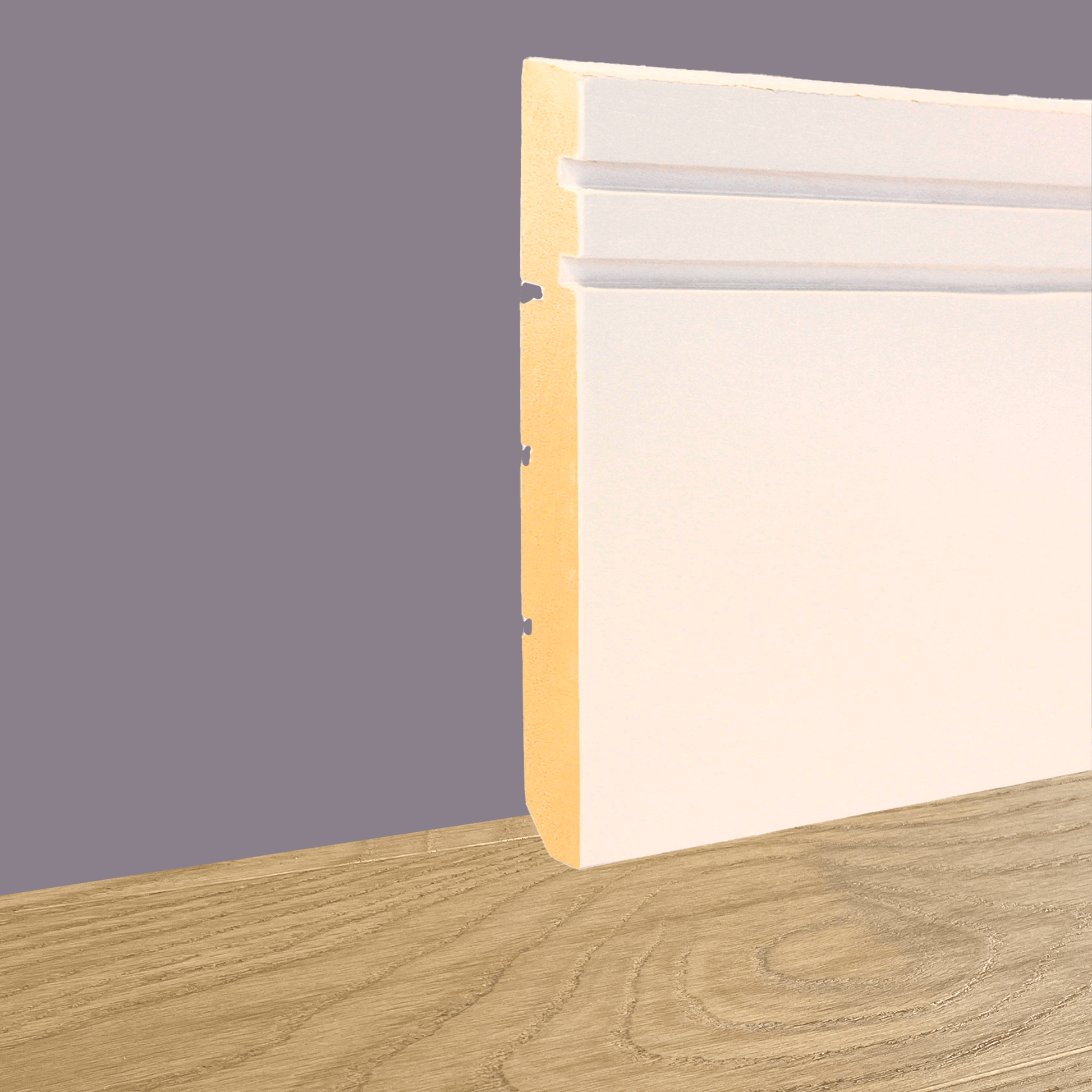 Battiscopa Zoccolino Massello Ayous mod. EDWARD 140X13 Bianco, grezzo, 9010 - Eternal Parquet