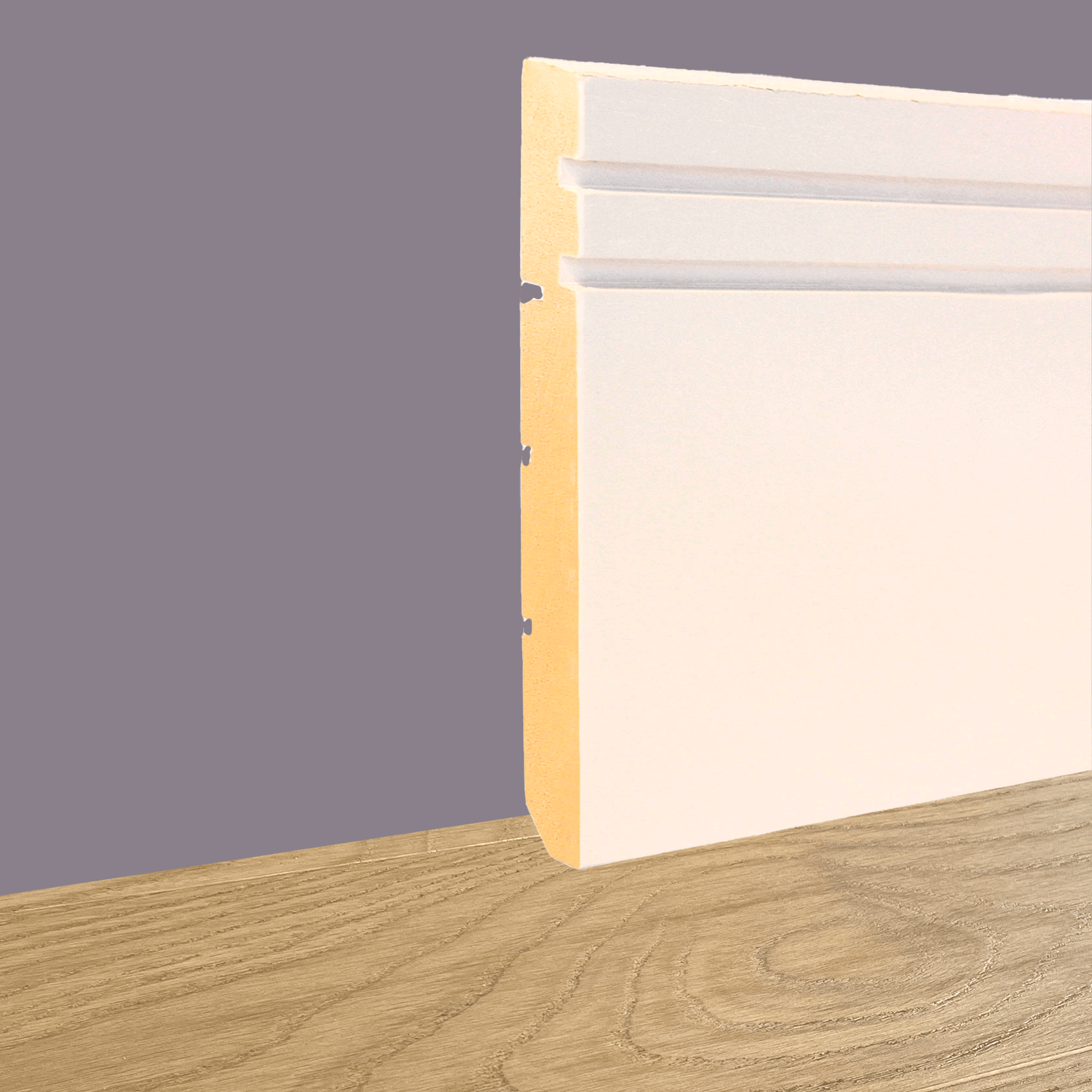 Battiscopa Zoccolino Massello Ayous mod. EDWARD 140X13 Bianco, grezzo, 9010 - Eternal Parquet