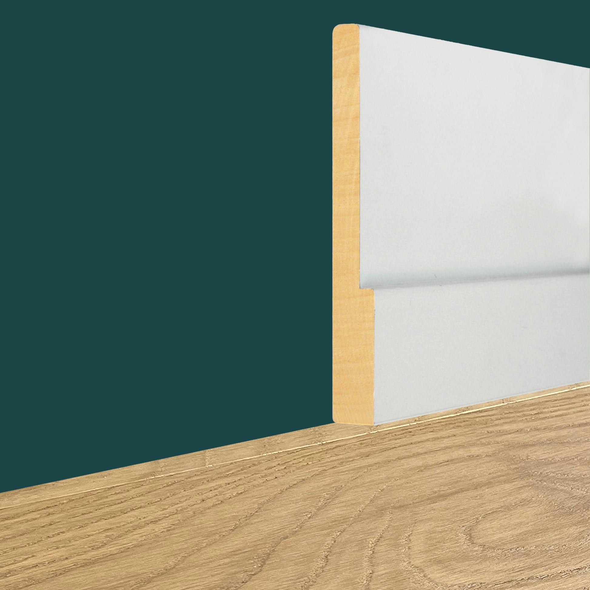Battiscopa in LEGNO MASSELLO moderno CESAR 80X15mm laccato bianco o grezzo - Eternal Parquet