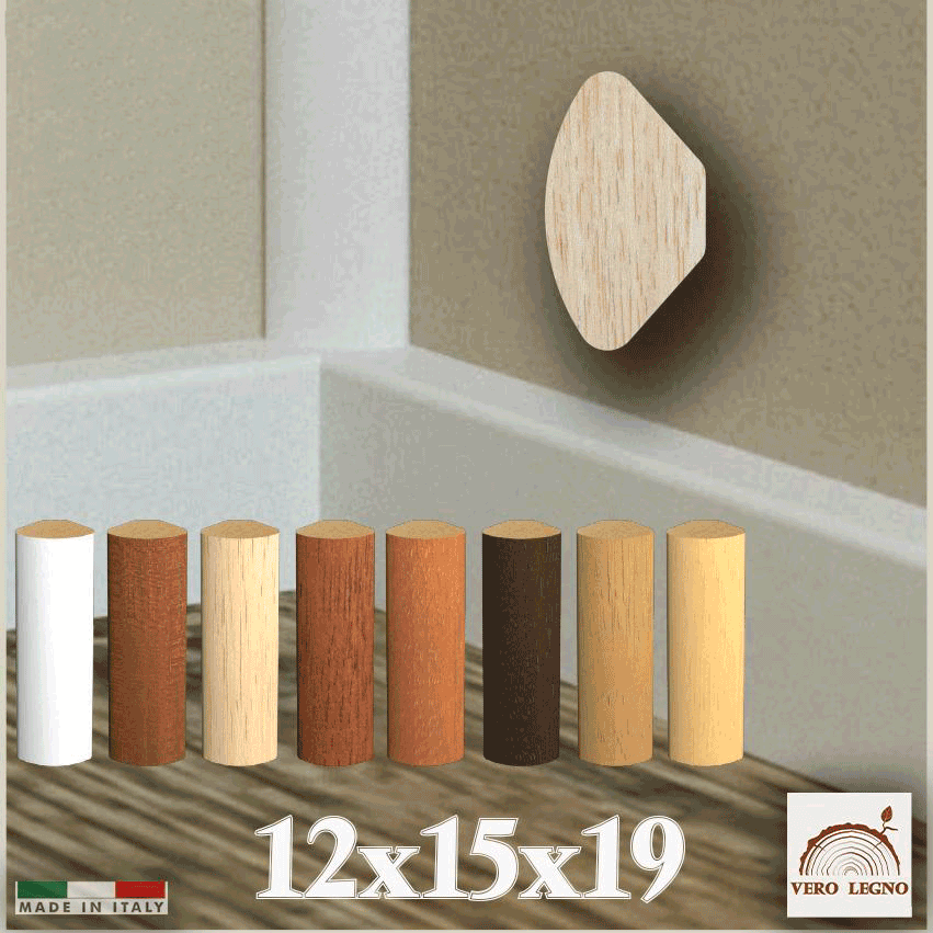 120ML BASOLINO angolo interno quarto di tondo in legno massello Ayous 12x15x19 - Eternal Parquet