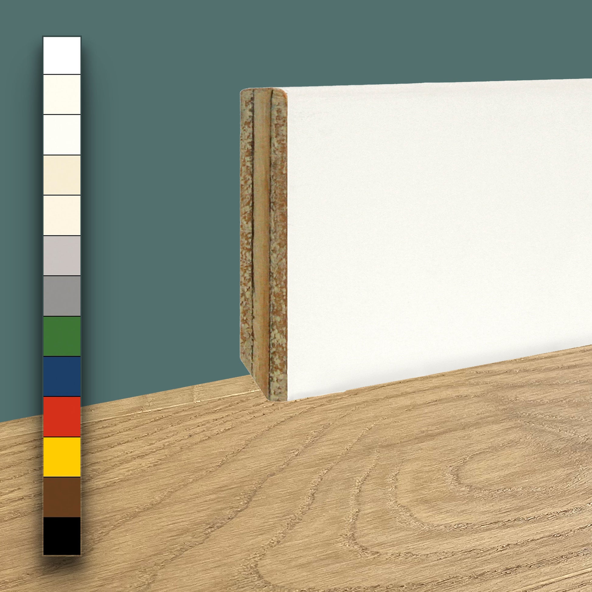 96ML Battiscopa Zoccolino Taglio Quadro Dritto basso 50X13 in LEGNO LACCATO RAL - Eternal Parquet