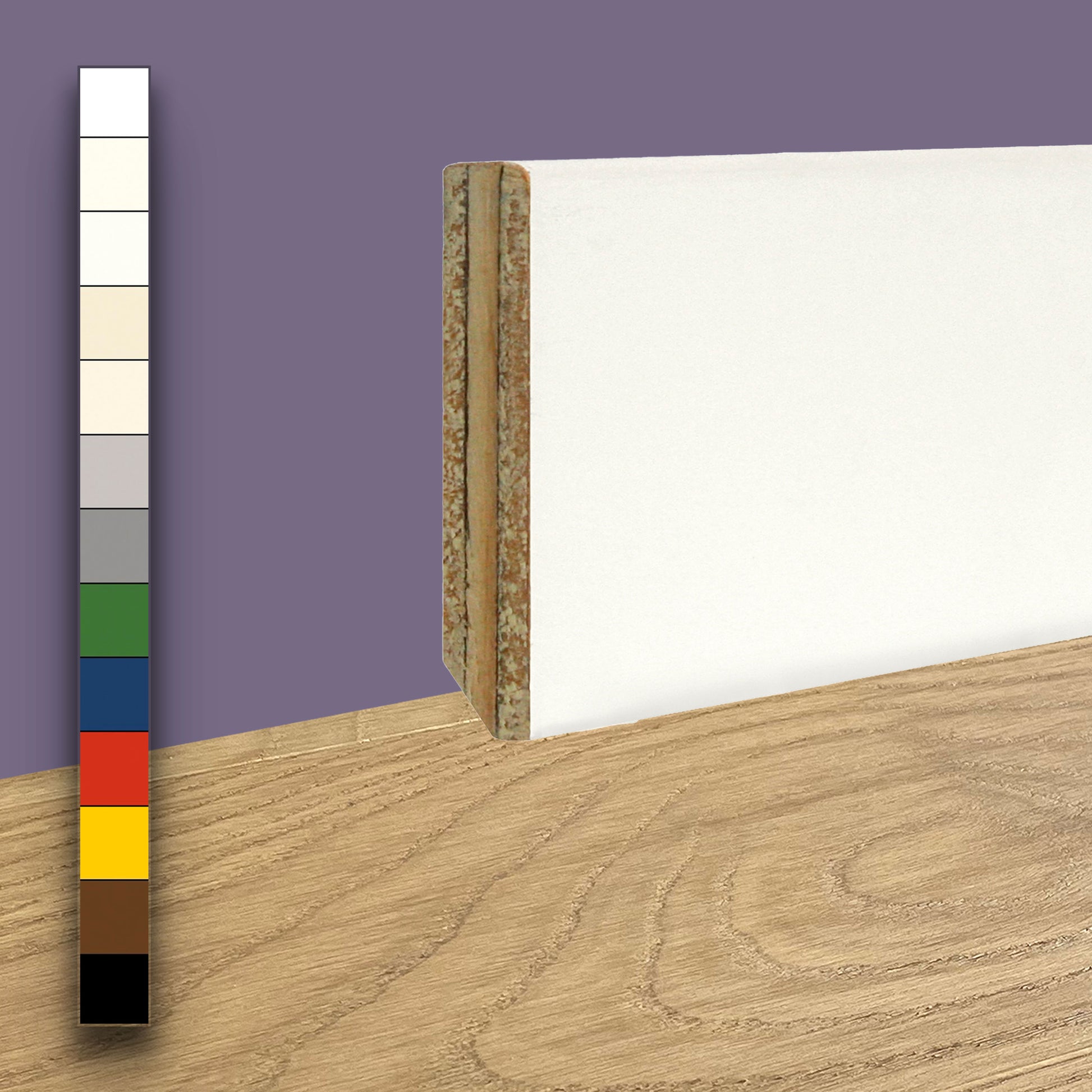96ML Battiscopa Zoccolino Taglio Quadro Dritto basso 50X13 in LEGNO LACCATO RAL - Eternal Parquet