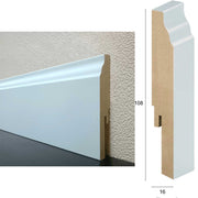 100,8Ml di BATTISCOPA ZOCCOLINO in FIBRA DI LEGNO CORINZIO CLIP&GO 108X16  Bianco con clip e angoli - Eternal Parquet