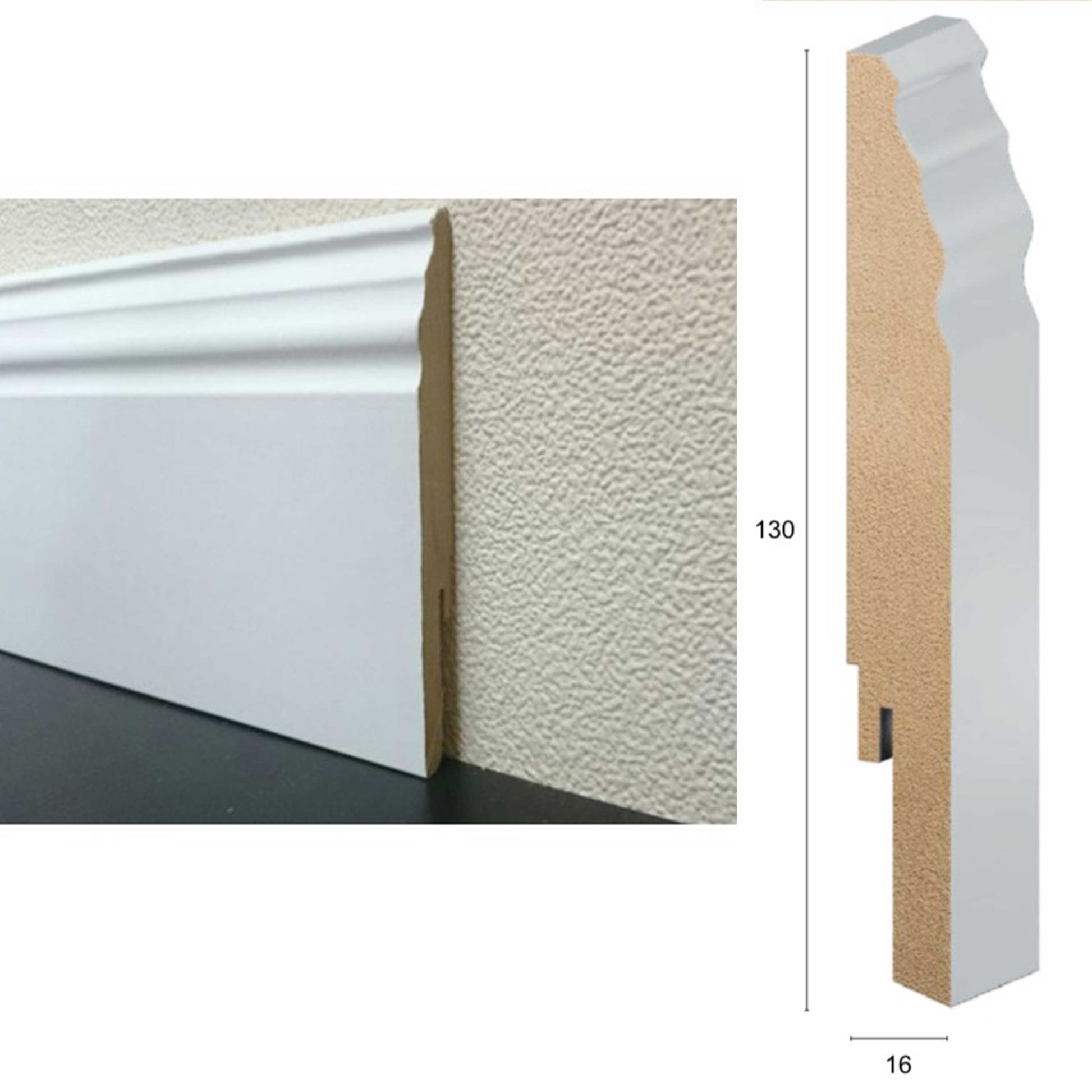 da 4,99€ml BATTISCOPA ZOCCOLINO in FIBRA DI LEGNO DUCALE PLUS 130X16 - RAL 9003-9010-1013 con possibilità  di  acquisto  anche di clip e angoli - Eternal Parquet