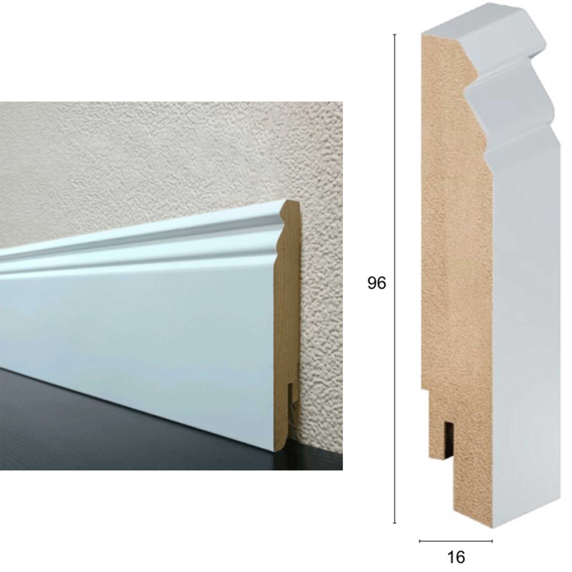 da 5,99€ml BATTISCOPA ZOCCOLINO in FIBRA DI LEGNO IONICO CLIP&GO 96X16 - RAL 9003-9010-1013 con clip e angoli - Eternal Parquet